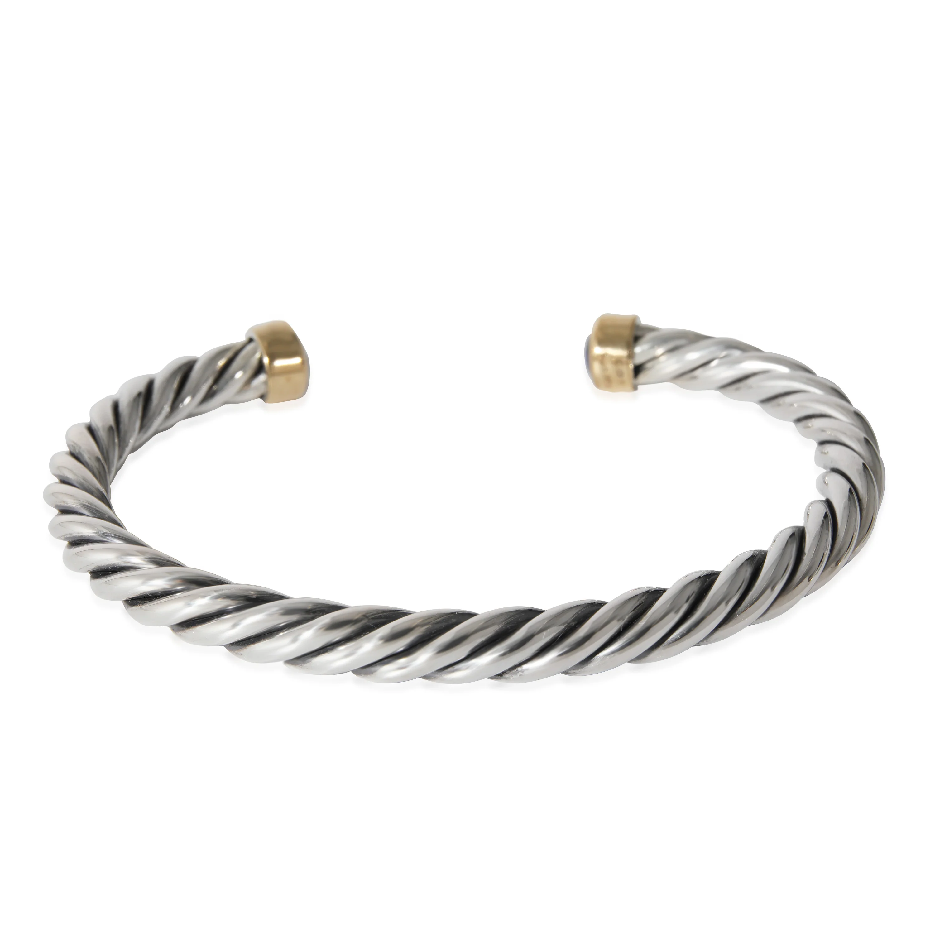 David Yurman Cable Cuff Bracelet With Lapis Lazuli, 6mm in 18K/SS - Image 3
