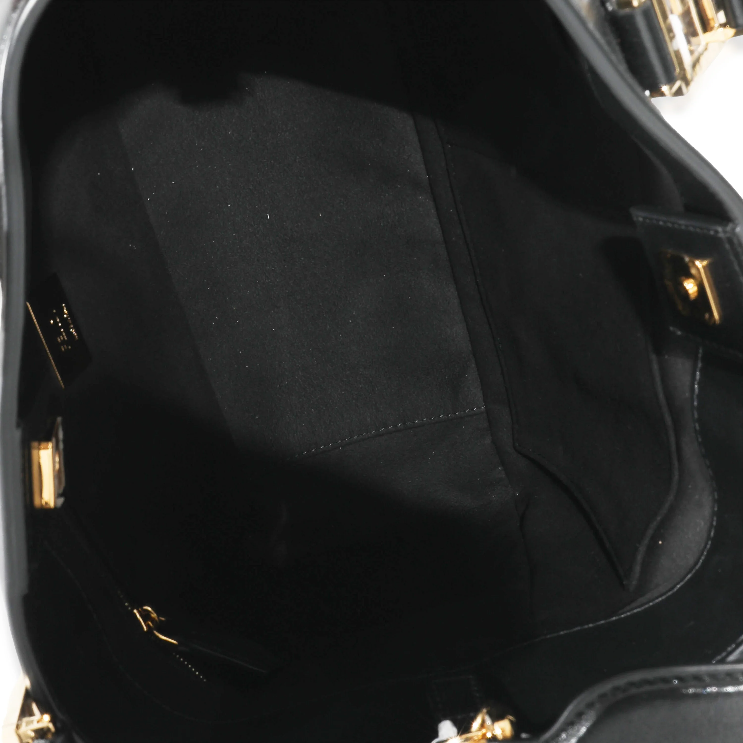 Fendi Black Vitello Glacier Small FF Tote - Image 8