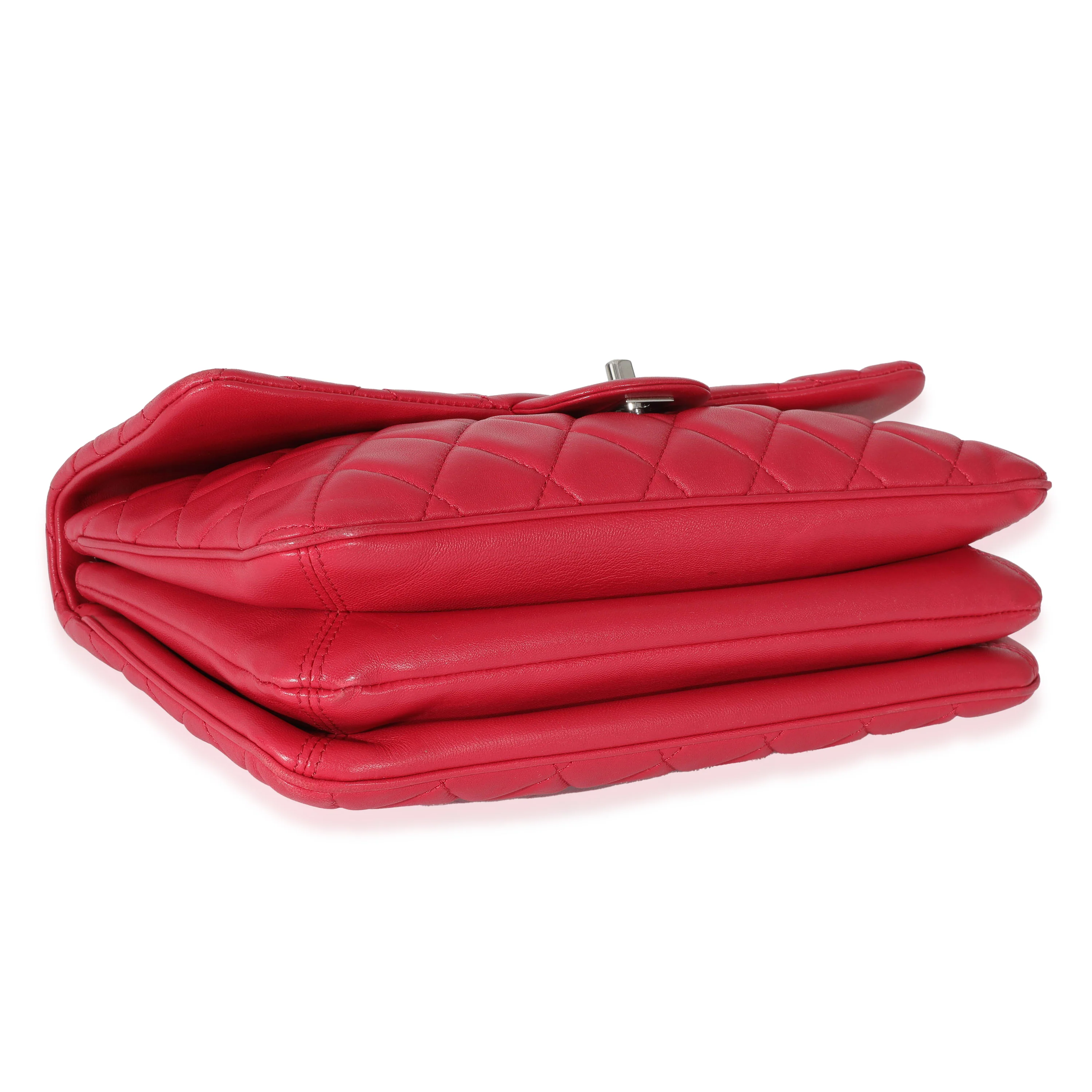 Chanel Pink Lambskin 3 Compartment Flap Bag - Image 6