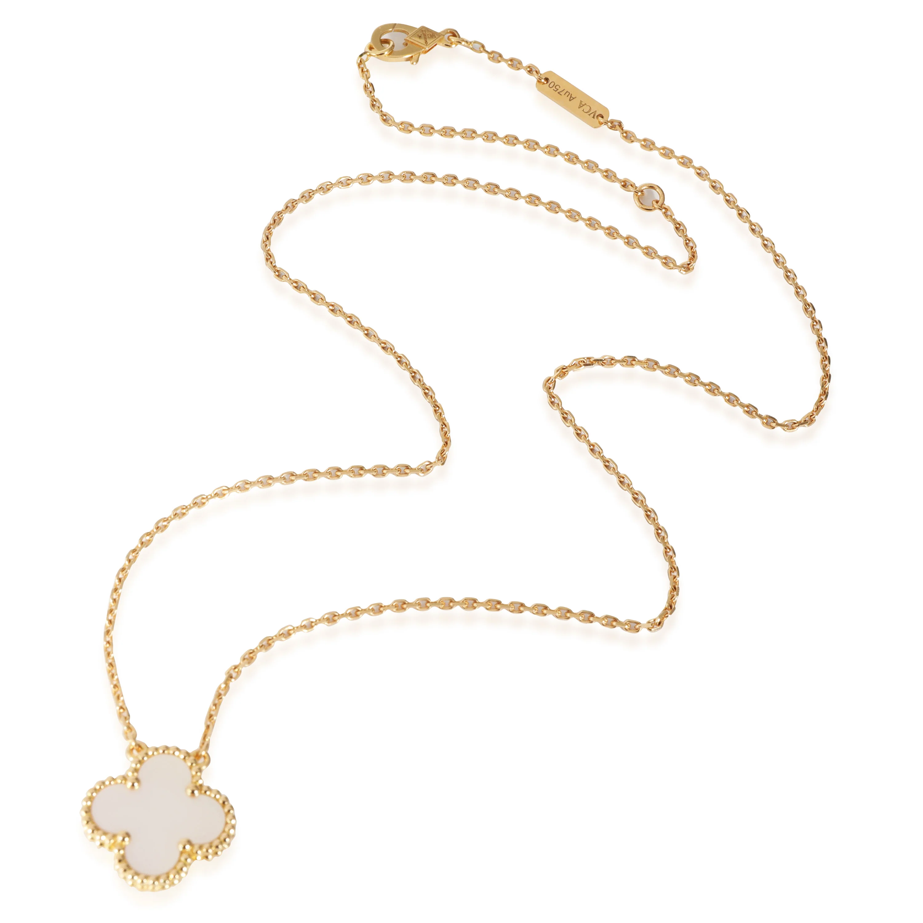Van Cleef & Arpels Vintage Alhambra Mother Of Pearl Necklace in 18k Yellow Gold - Image 2