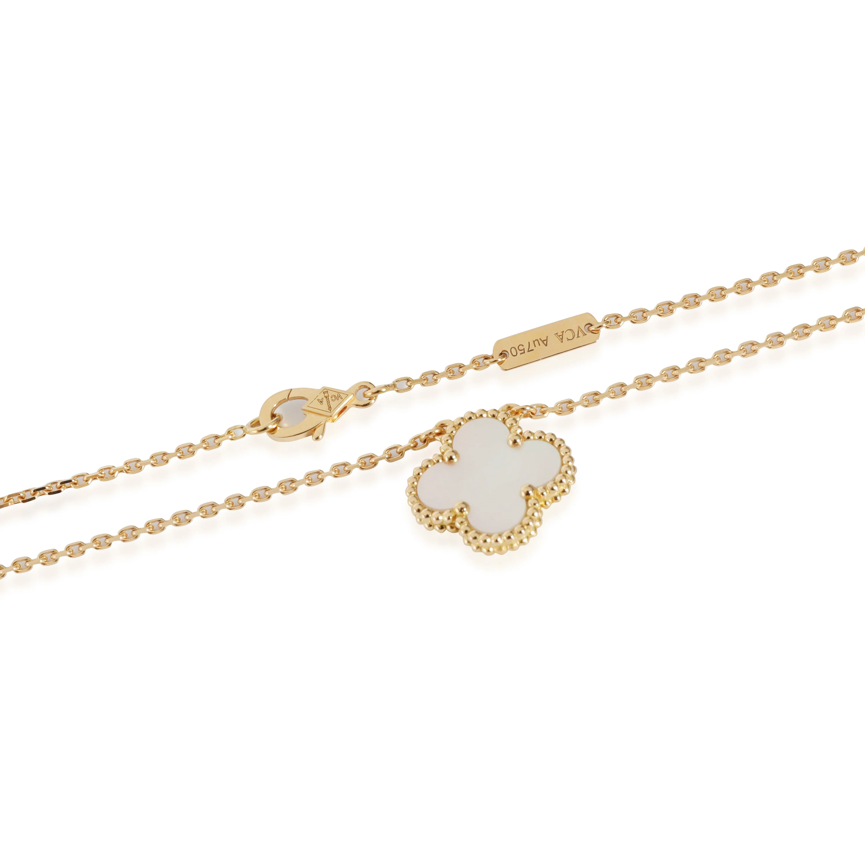 Van Cleef & Arpels Vintage Alhambra Mother Of Pearl Necklace in 18k Yellow Gold - Image 3