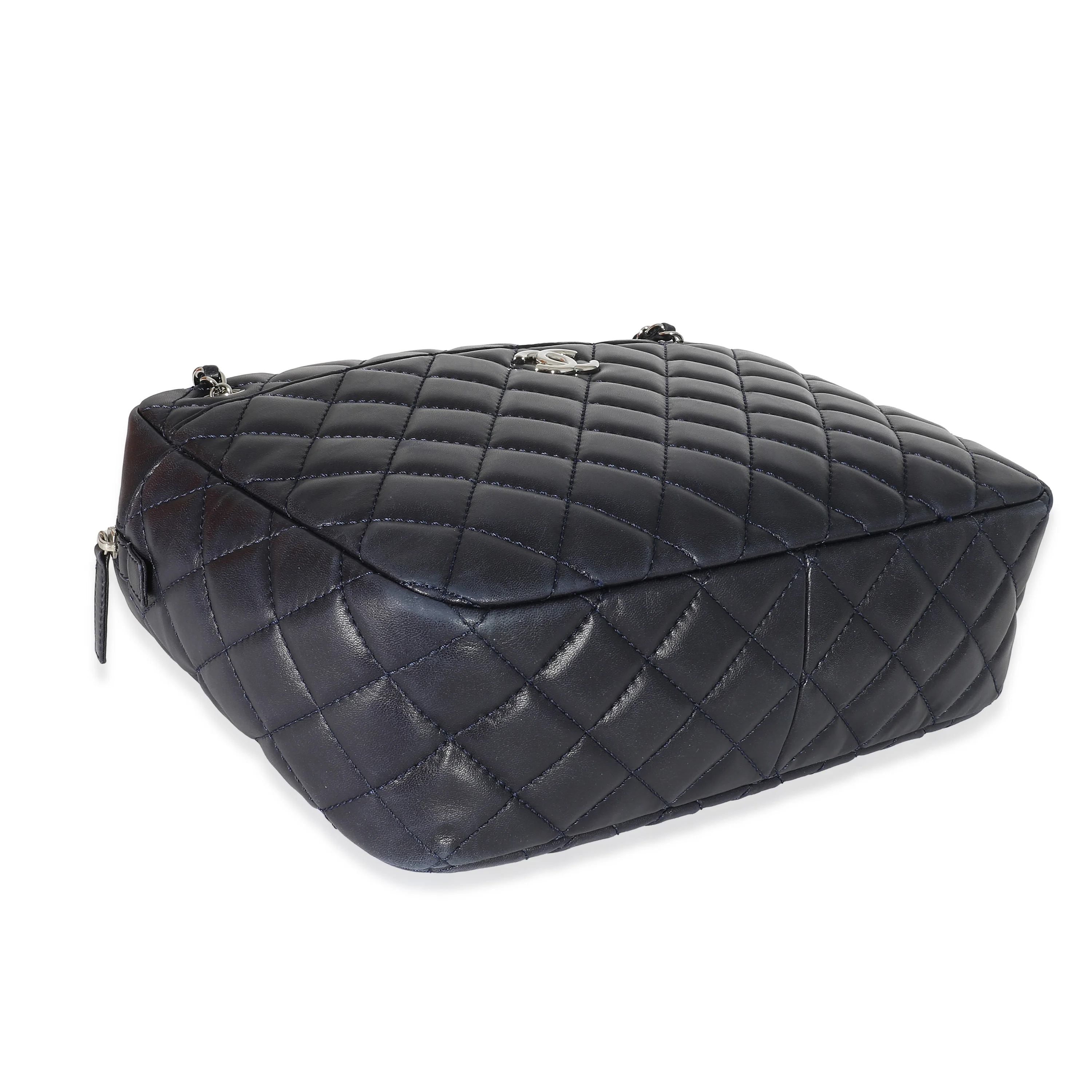 Chanel Navy Quilted Lambskin CC Tote - Image 5