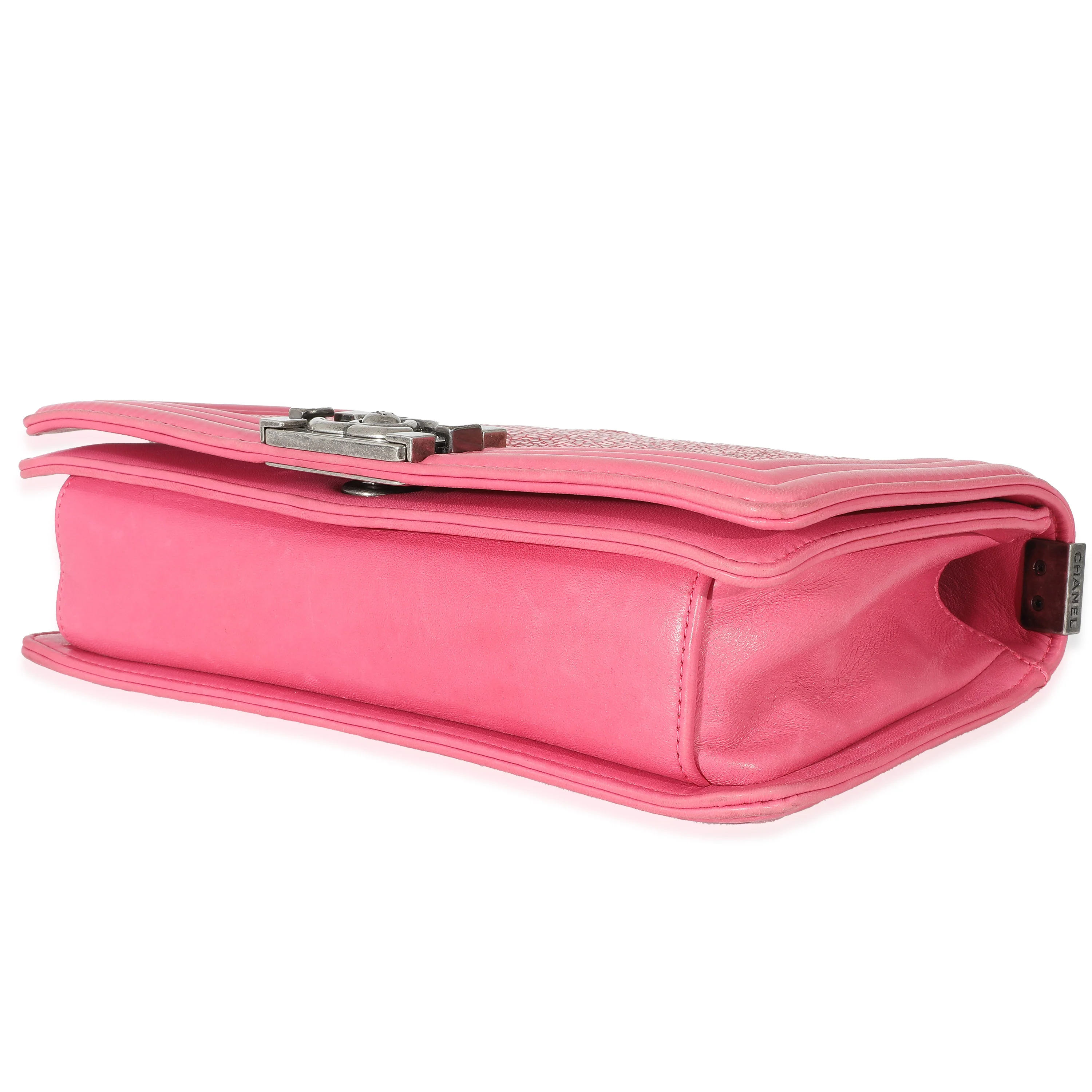 Chanel Pink Lambskin Galuchat Stingray Medium Boy Bag - Image 6