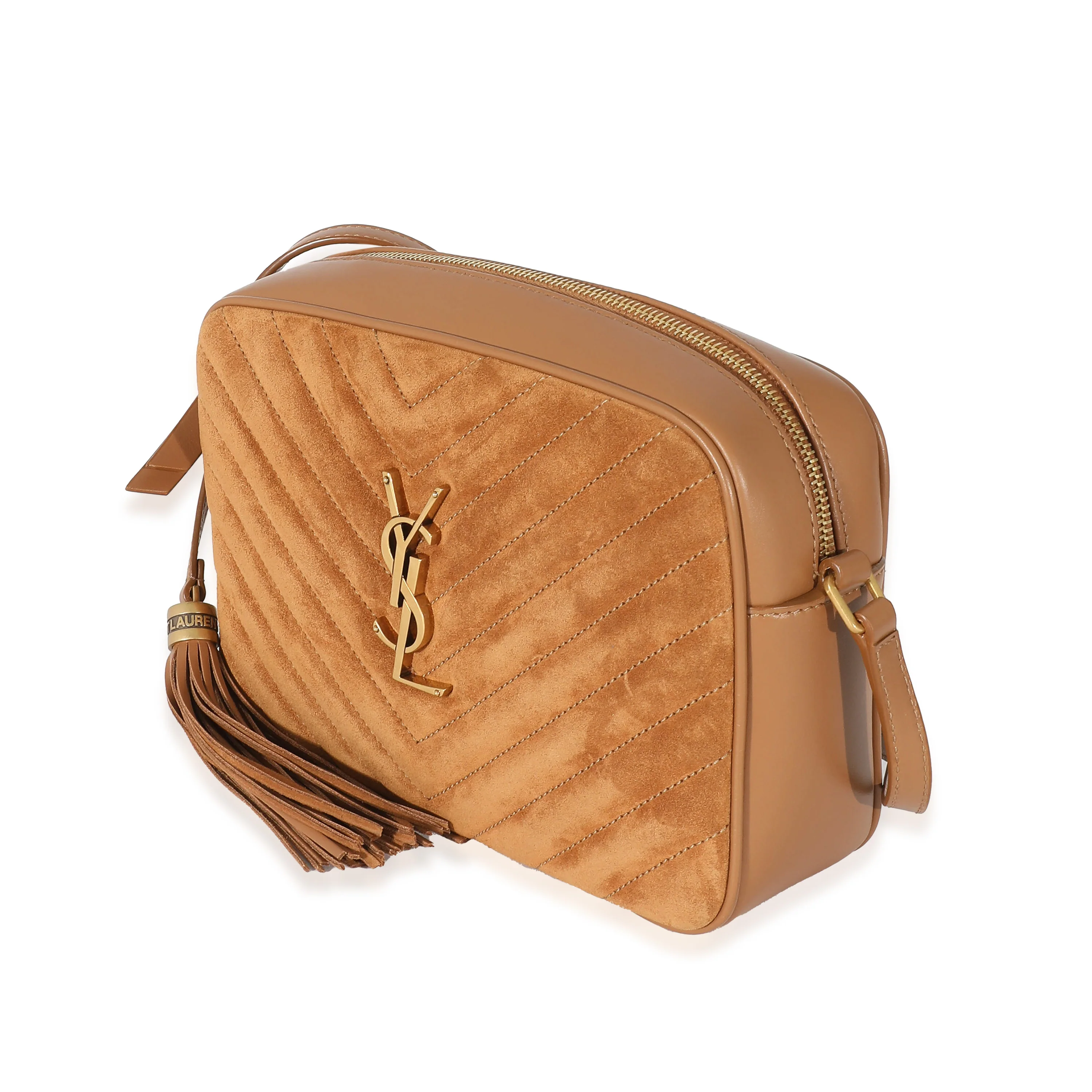 Saint Laurent Cinnamon Quilted Suede Smooth Leather Lou Camera Bag - Image 2