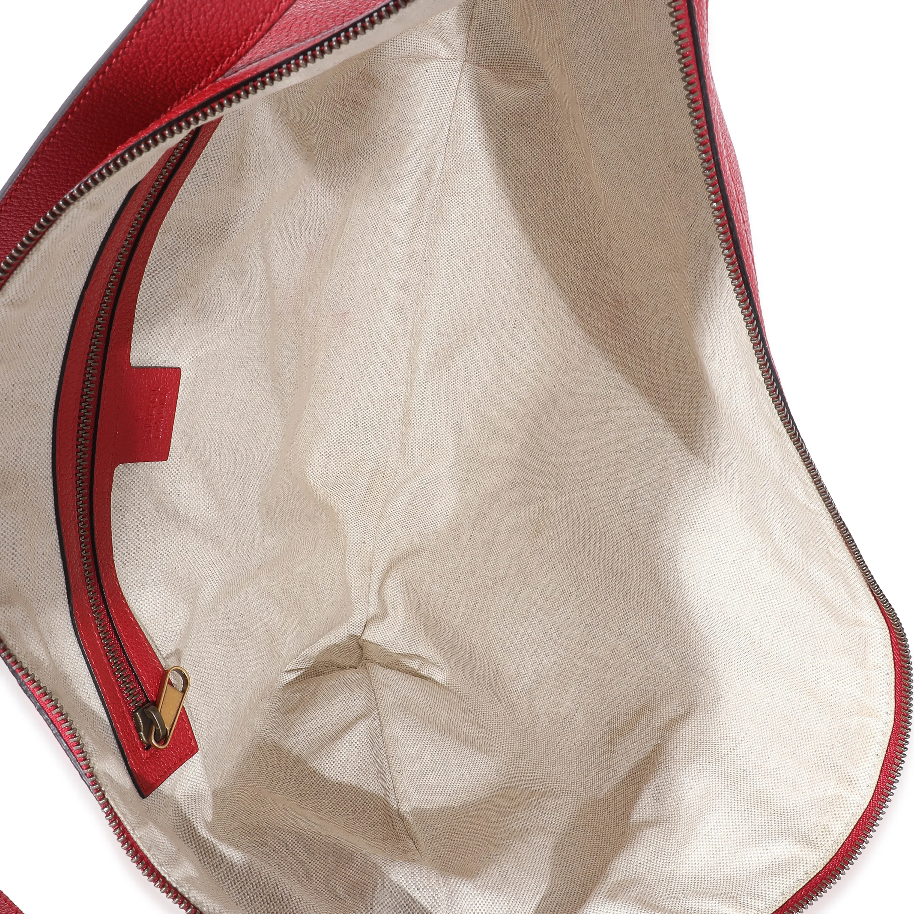 Gucci Red Grained Calfskin Logo Half Moon Hobo - Image 8