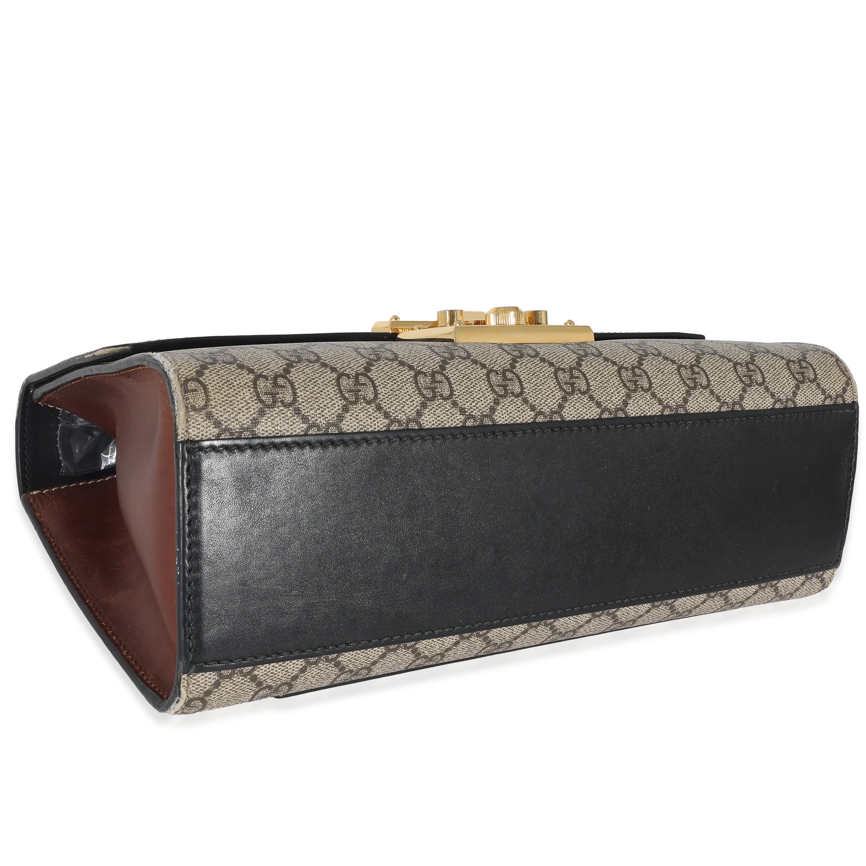 Gucci GG Supreme & Black Leather Medium Padlock Shoulder Bag - Image 7