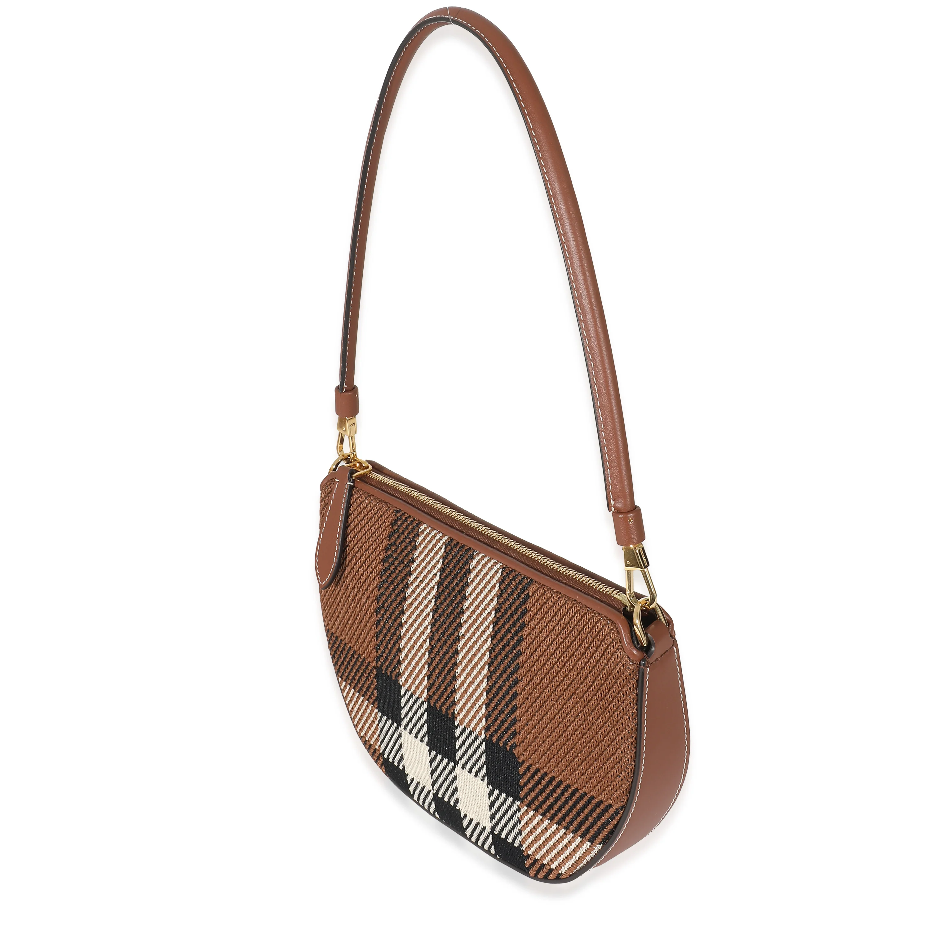 Burberry Brown Knitted Check Olympia Pouch Bag - Image 2