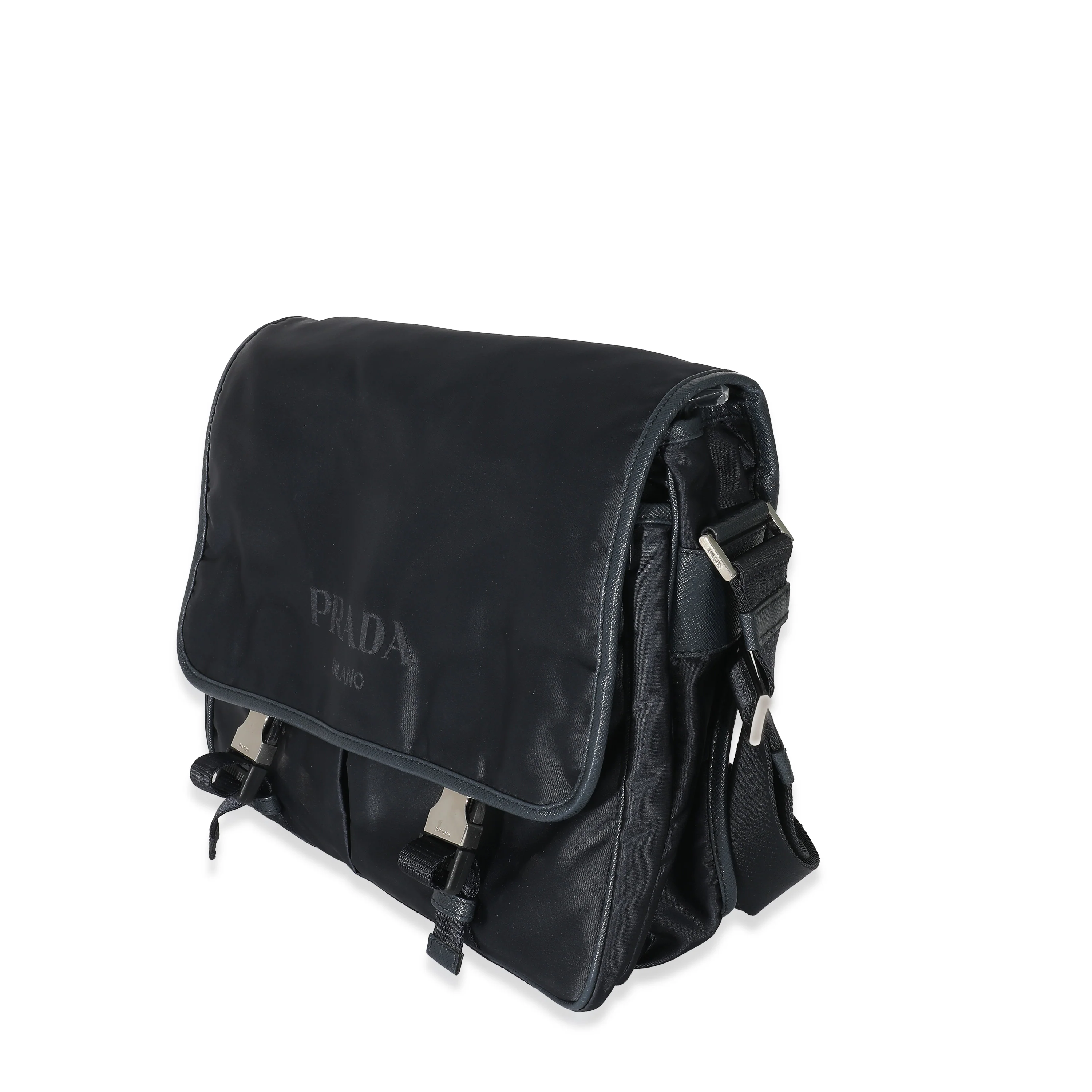 Prada Navy Tessuto Logo Messenger - Image 2