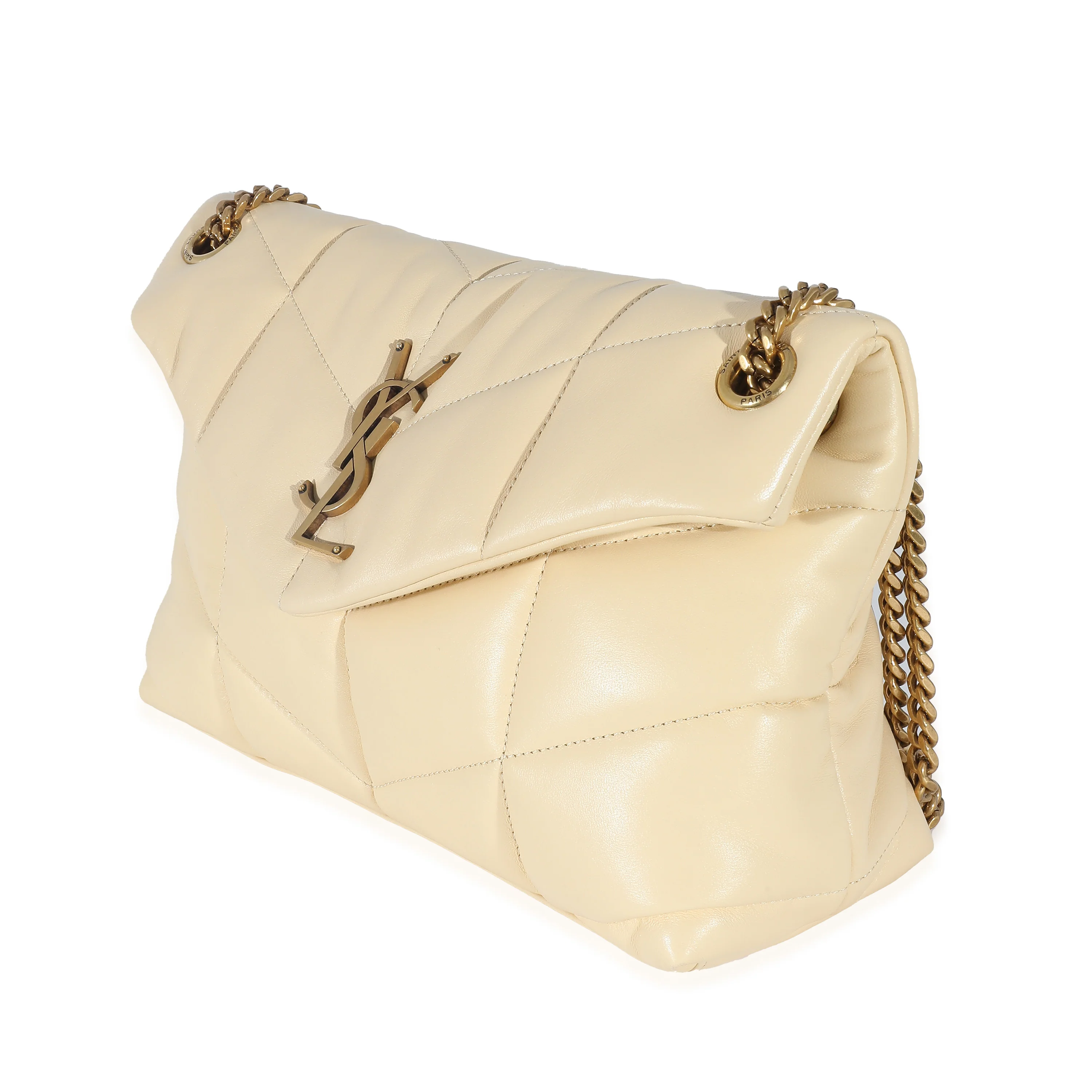 Saint Laurent Jaune Pale Lambskin Small Puffer Chain Bag - Image 2