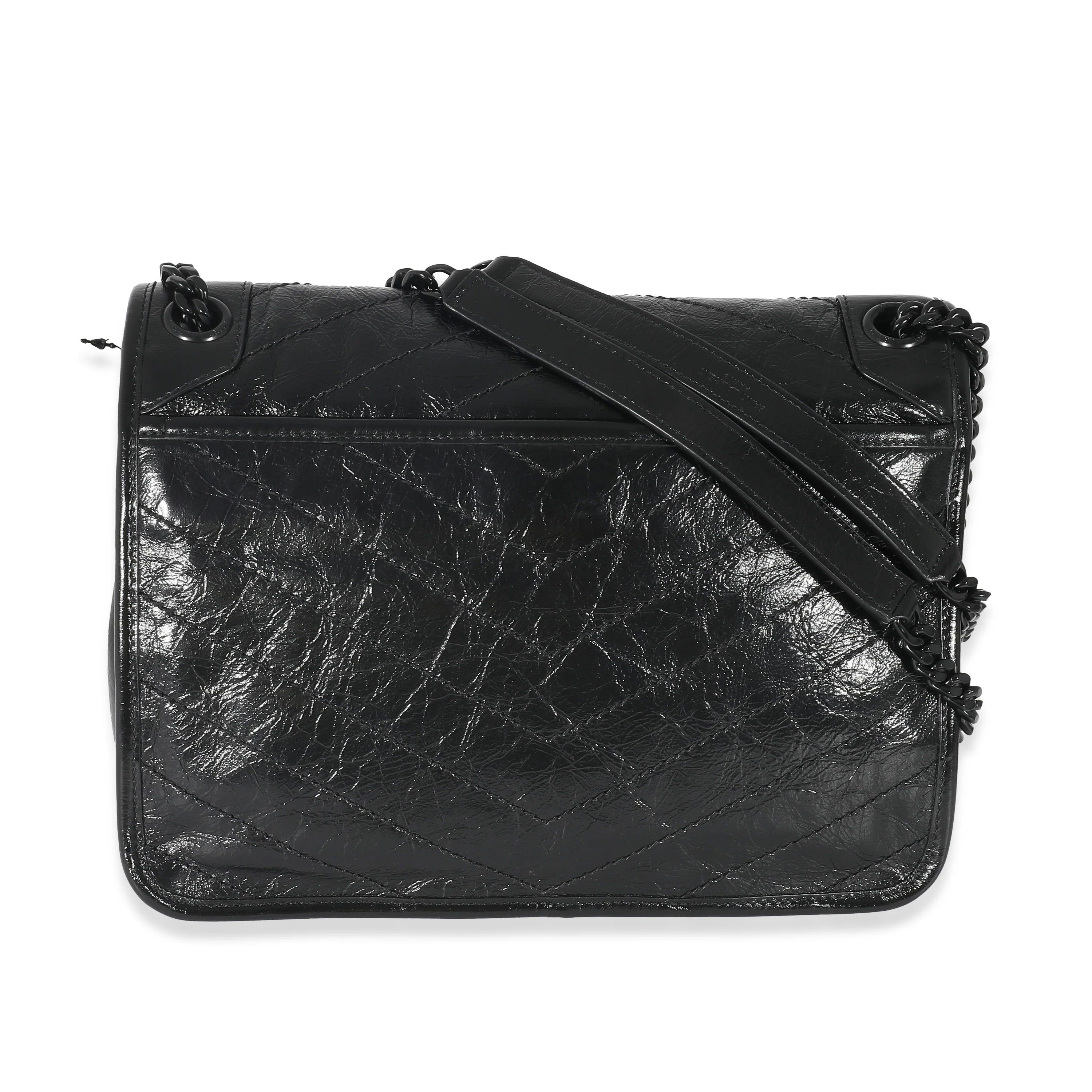 Saint Laurent Black Crinkled Calfskin Medium Niki Bag - Image 3