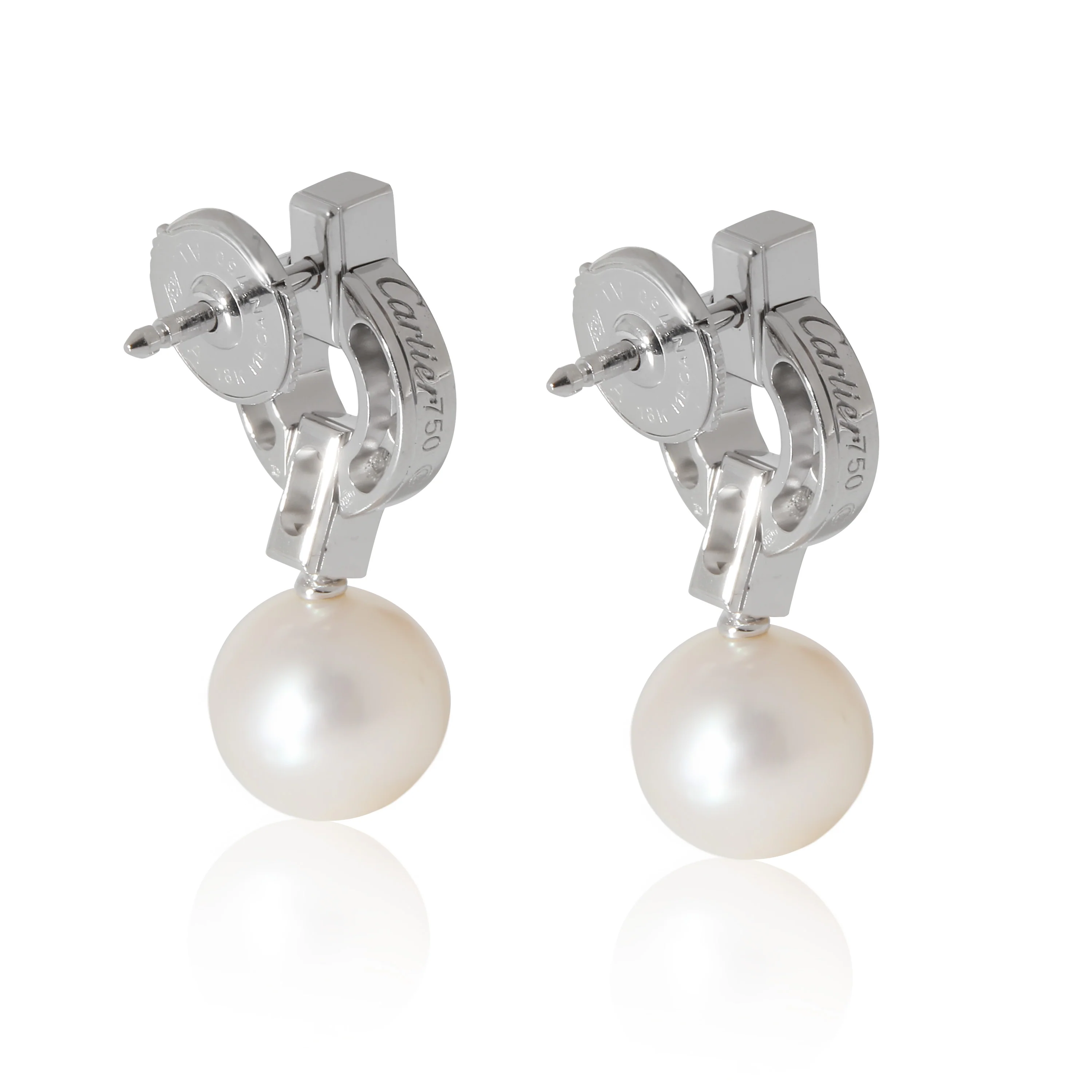 Cartier Himalia Pearl & Diamond Earrings in 18 Karat White Gold 0.43 CTW - Image 2