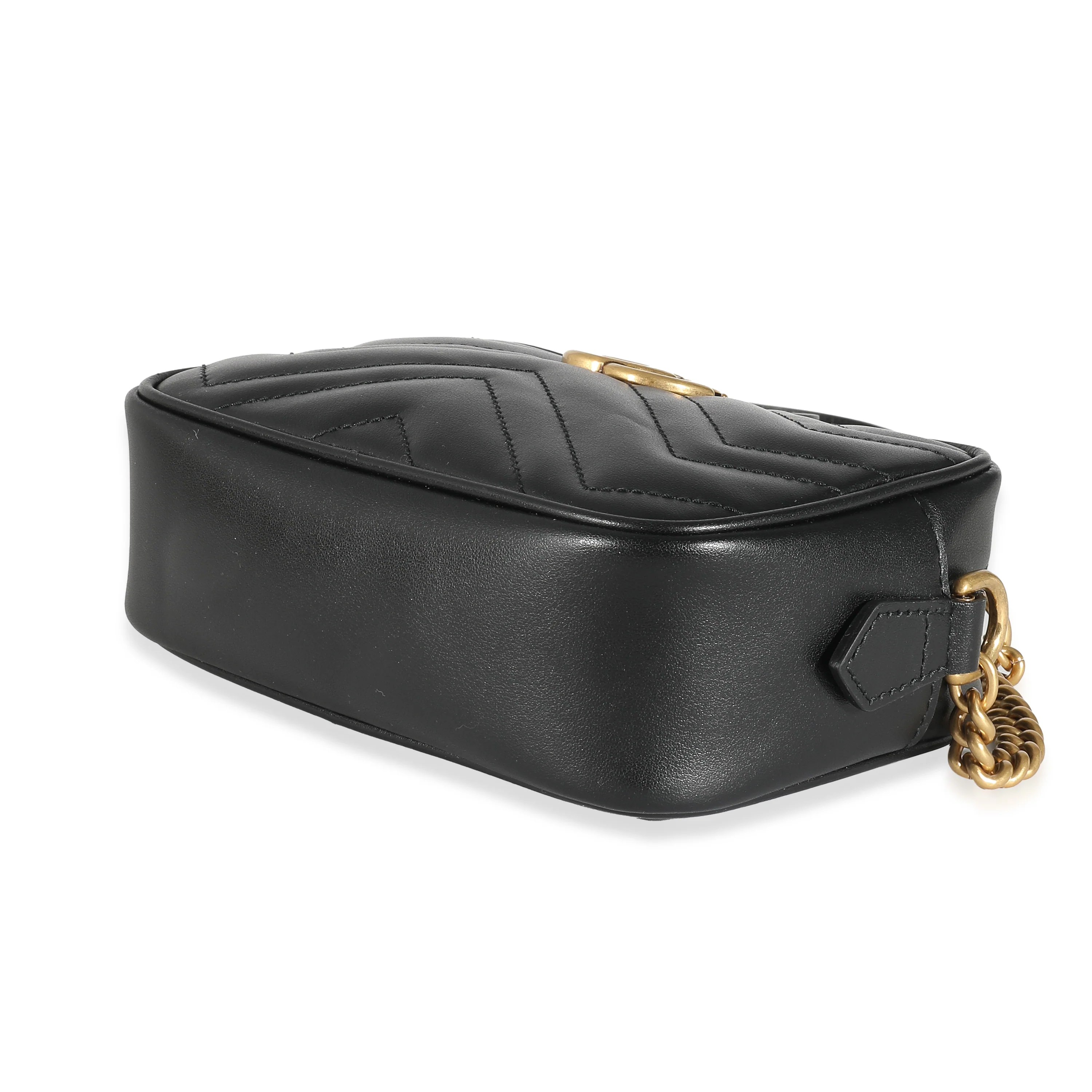 Gucci Black Matelassé Leather Mini GG Marmont Shoulder Bag - Image 7