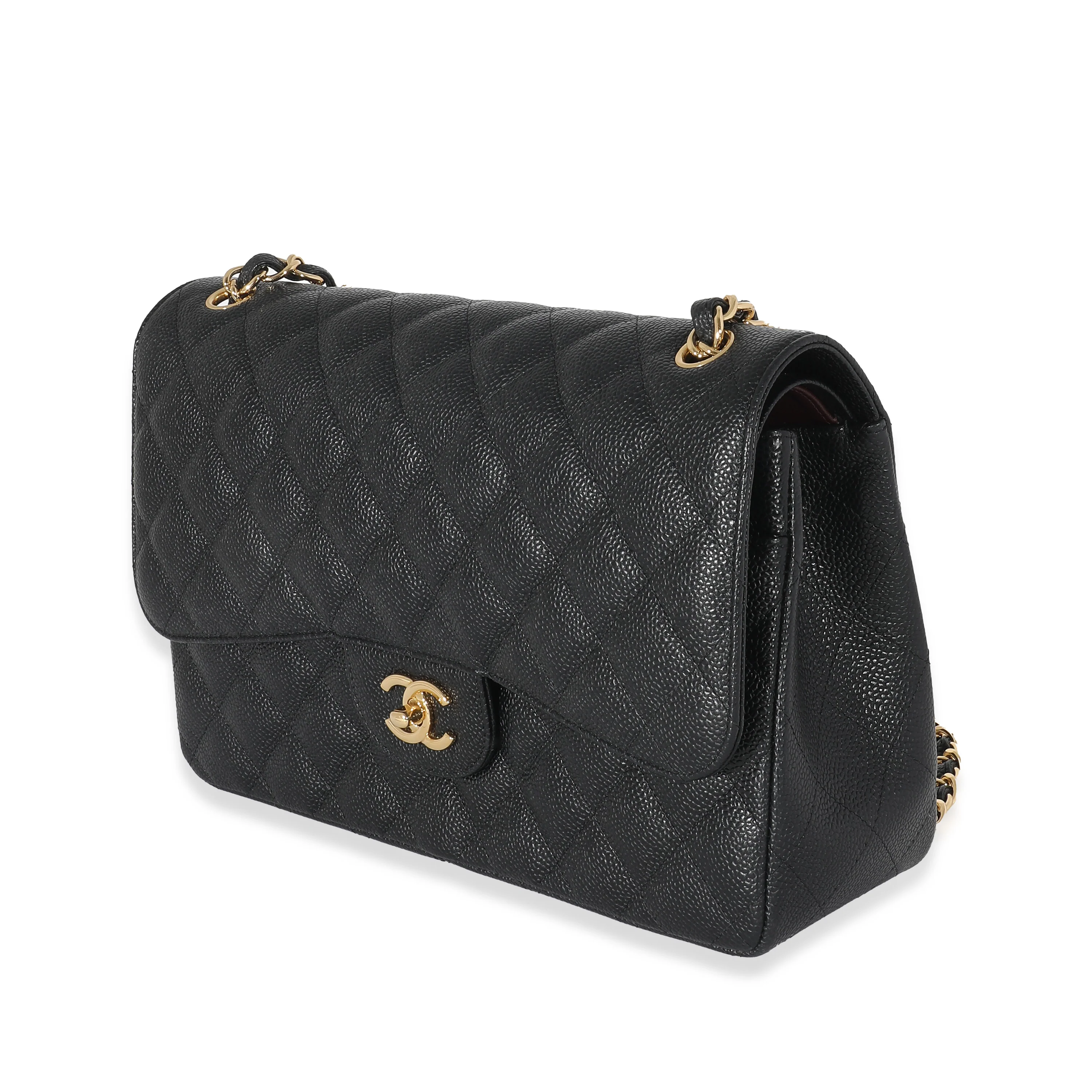 Chanel Black Quilted Caviar Jumbo Double Flap Bag - Image 2
