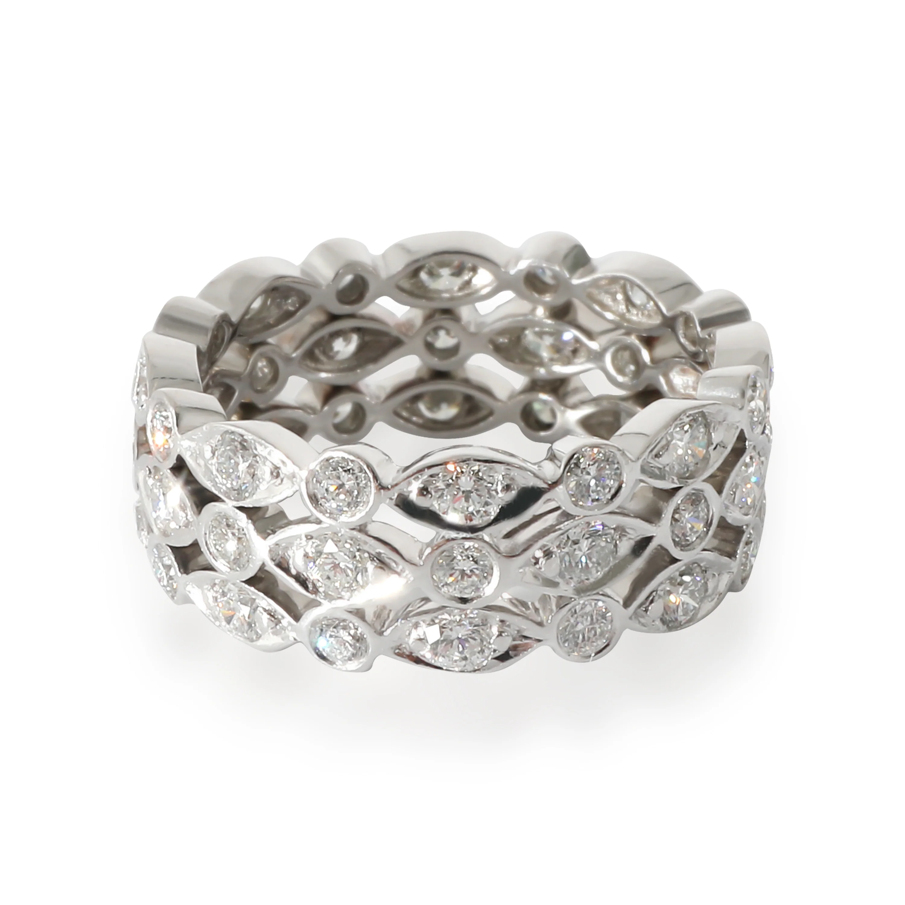 Three Row Jazz Ring in  Platinum 1.2 CTW - Image 2