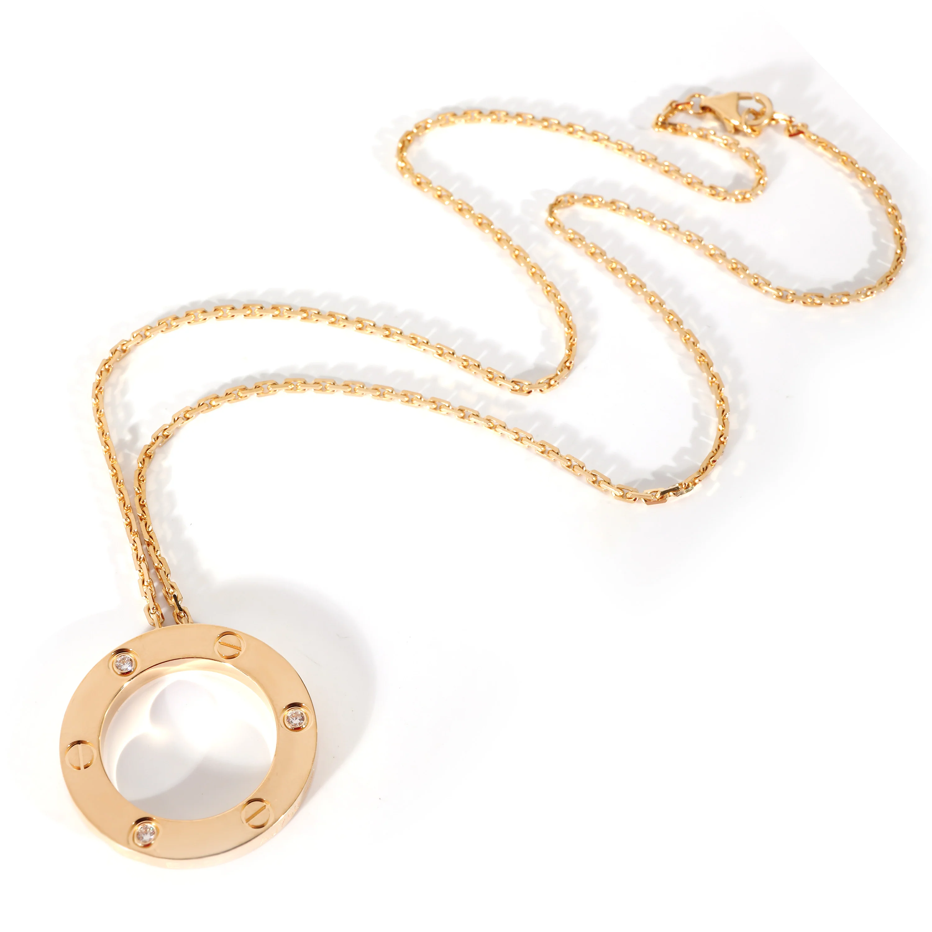 Cartier Love Circle Necklace in 18k Yellow Gold 0.08 CTW - Image 2