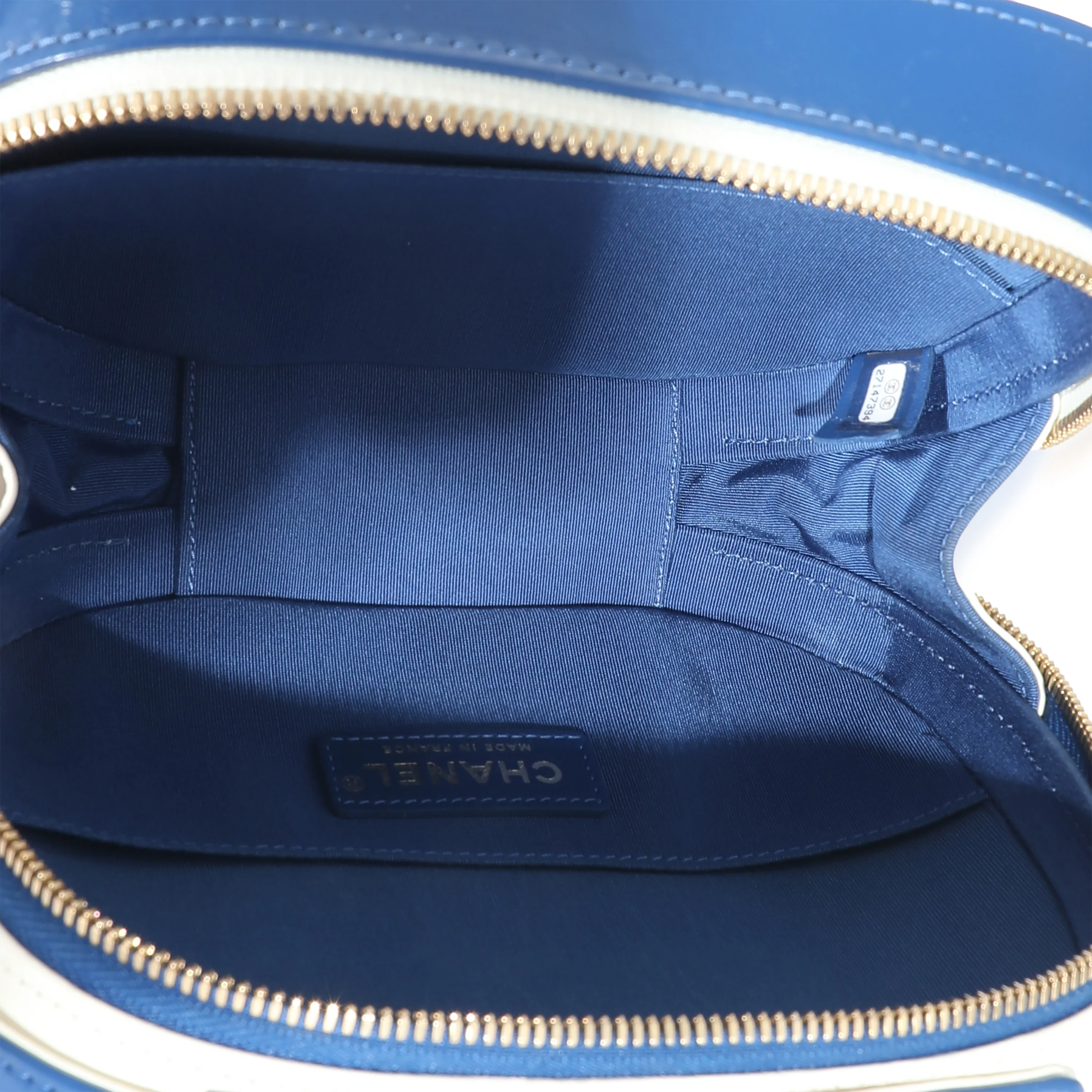 Navy White Crumpled Calfskin Vanity Case - Image 4