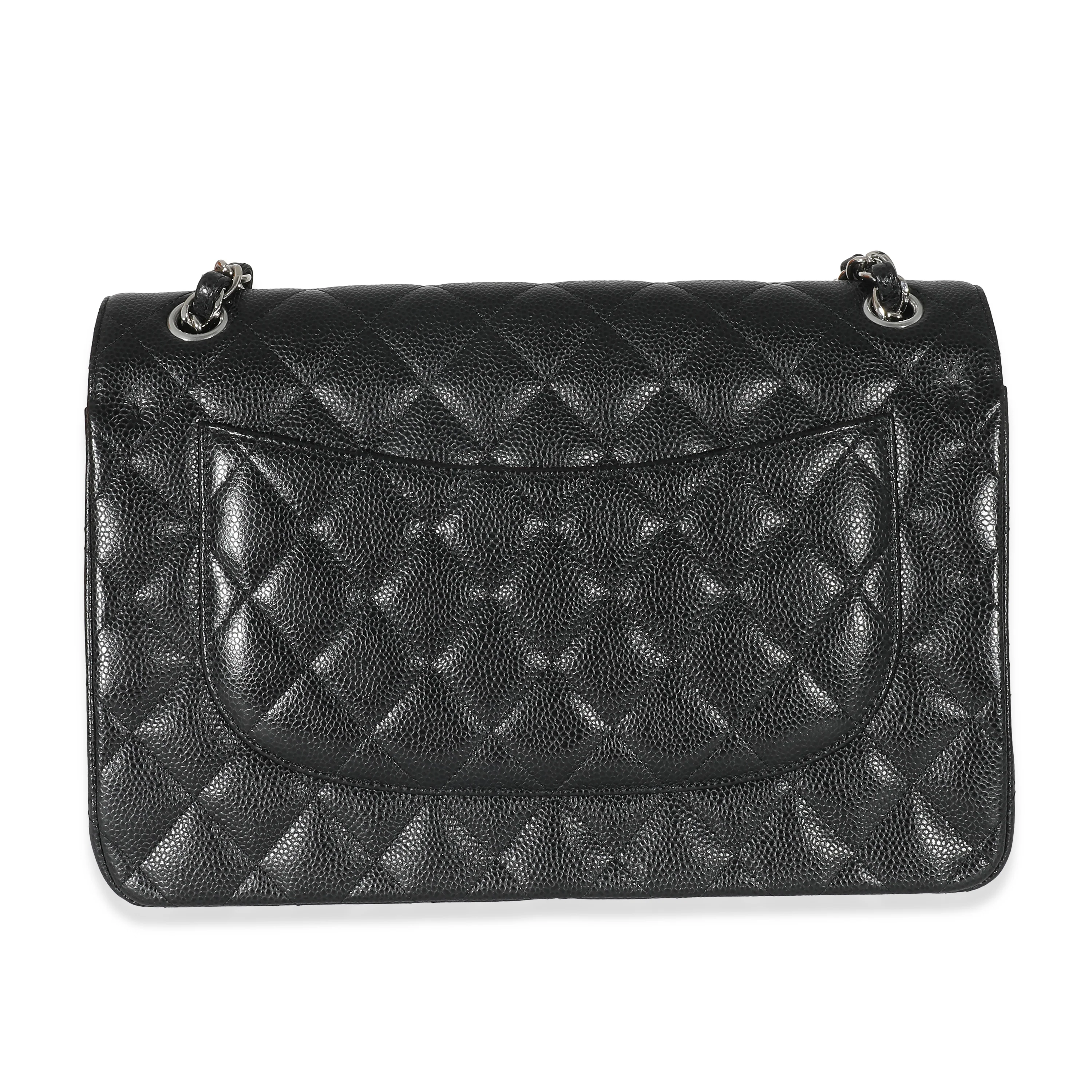 Chanel Black Quilted Caviar Jumbo Double Flap Bag - Image 3