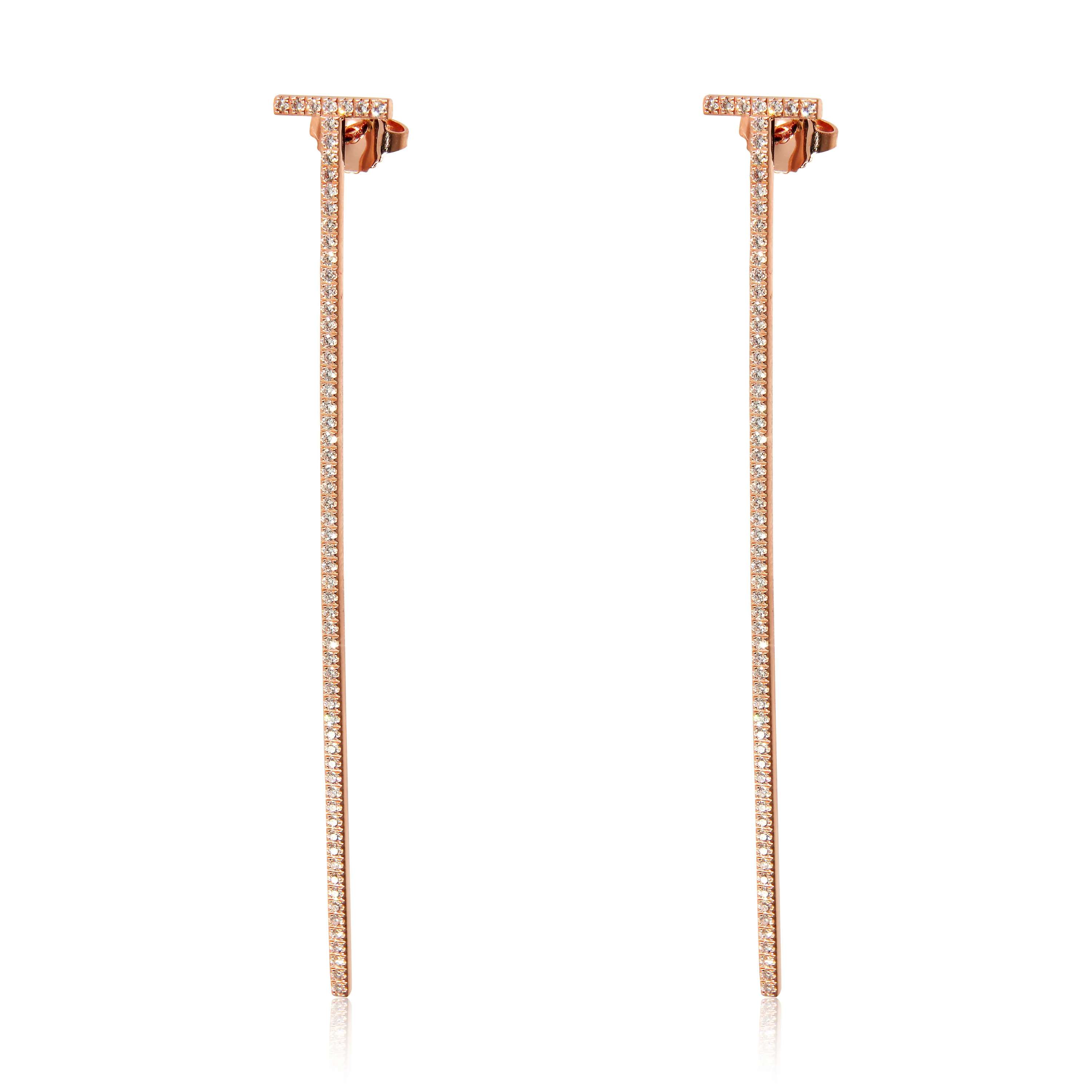 Tiffany T Elongated Wire Bar Earrings in 18K Rose Gold 0.47 CTW
