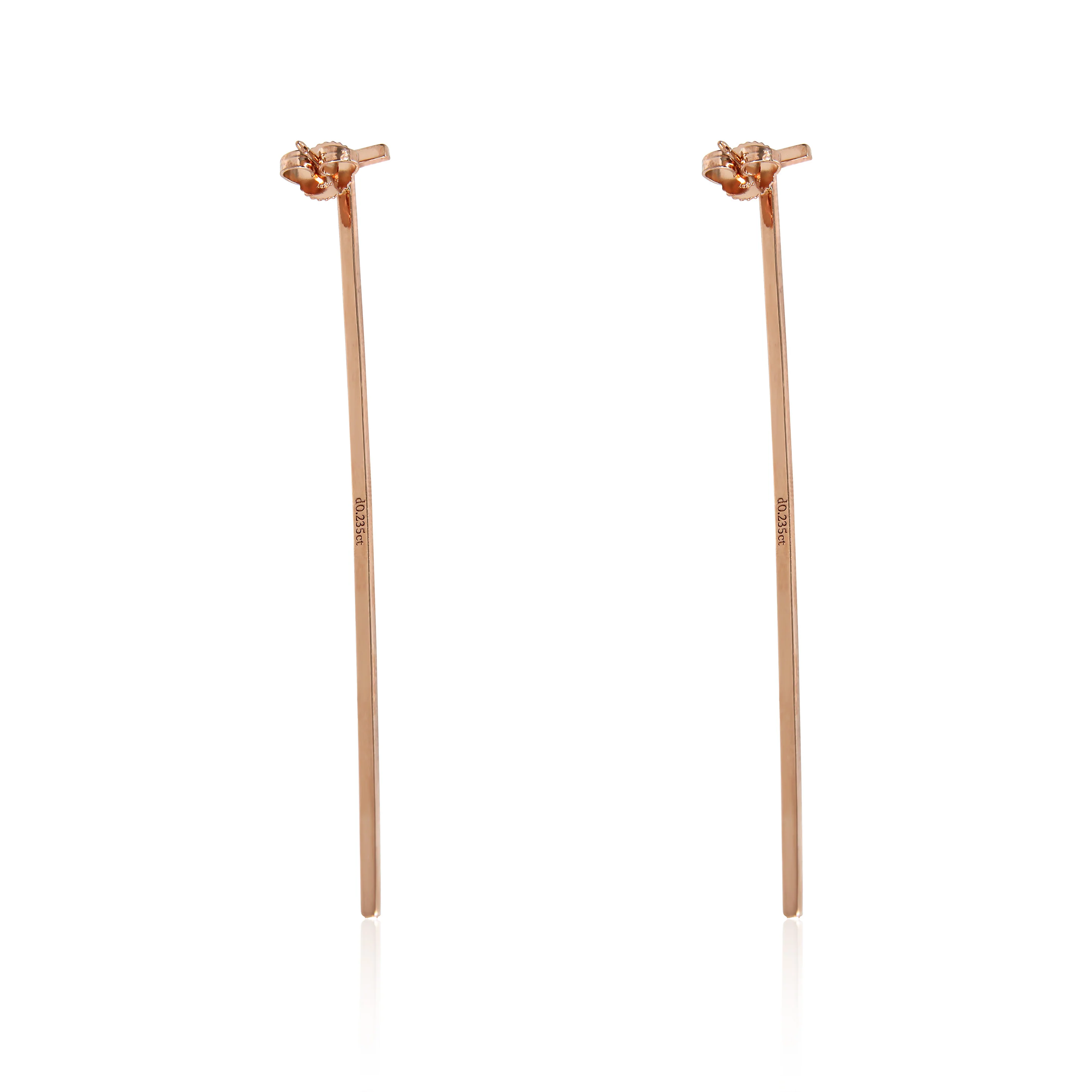 Tiffany T Elongated Wire Bar Earrings in 18K Rose Gold 0.47 CTW - Image 3