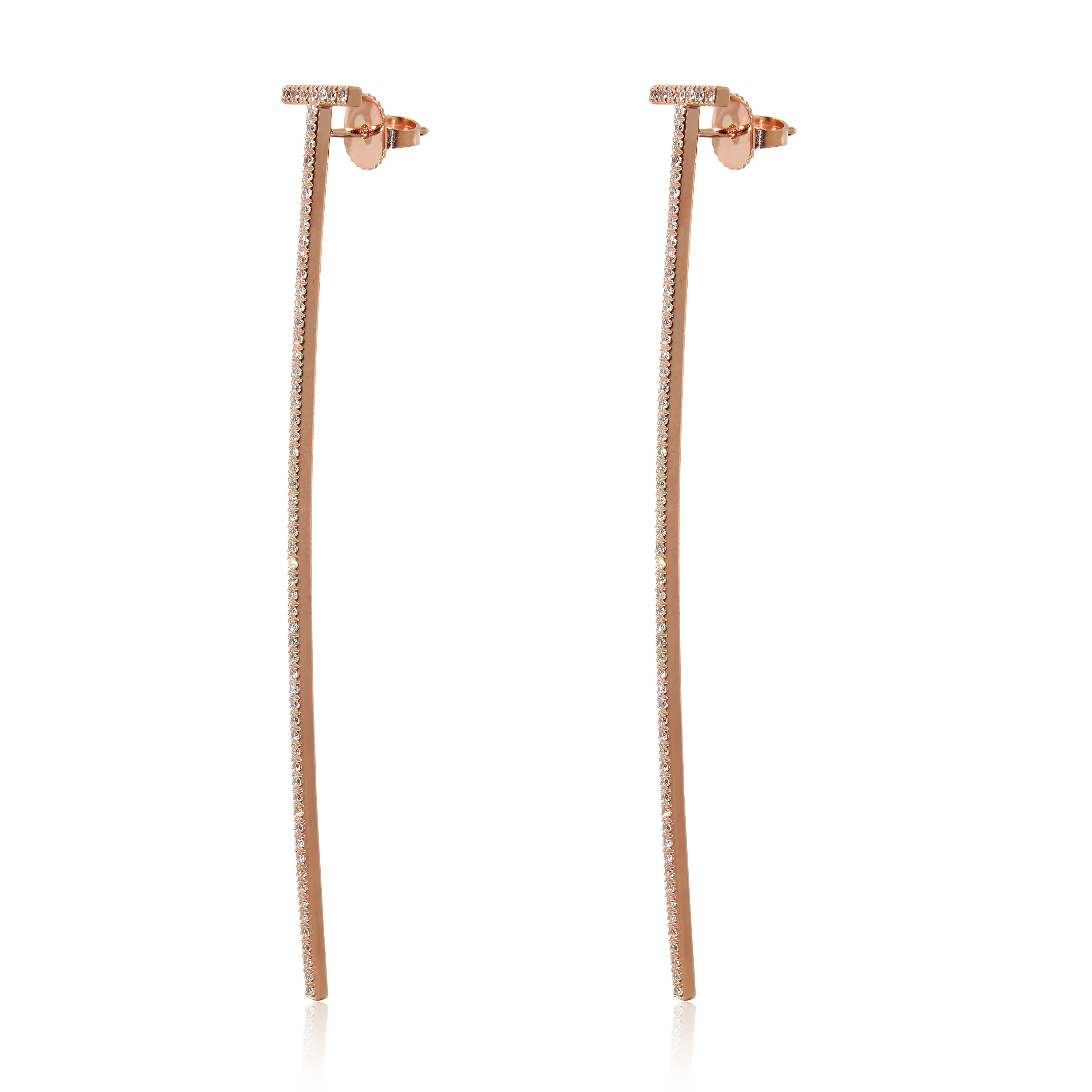 Tiffany T Elongated Wire Bar Earrings in 18K Rose Gold 0.47 CTW - Image 5