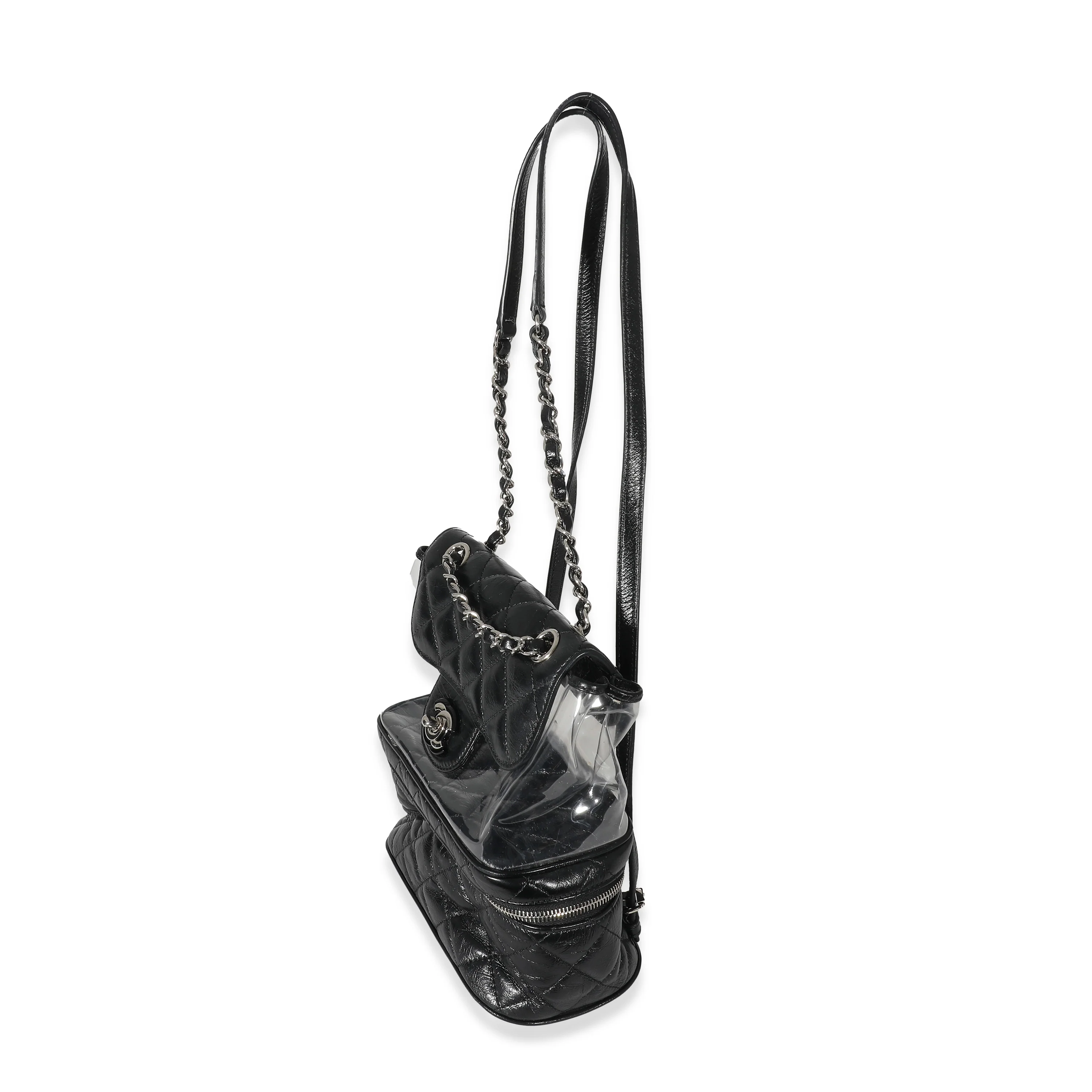 Chanel Black Crumpled Calfskin PVC Small Aquarium Backpack - Image 2