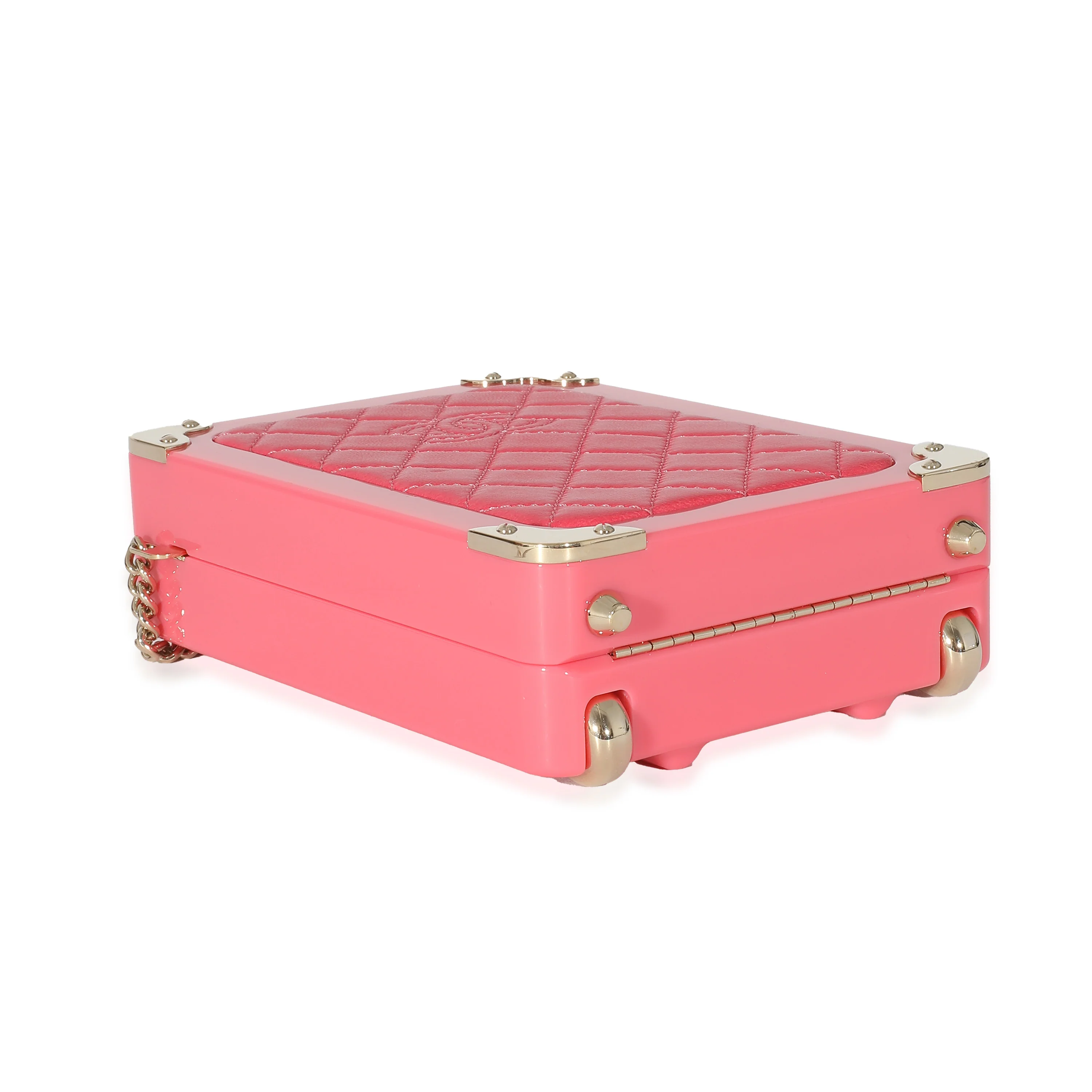 Chanel Pink Plexi Lambskin Evening In The Air CC Trolley Minaudière Clutch - Image 4