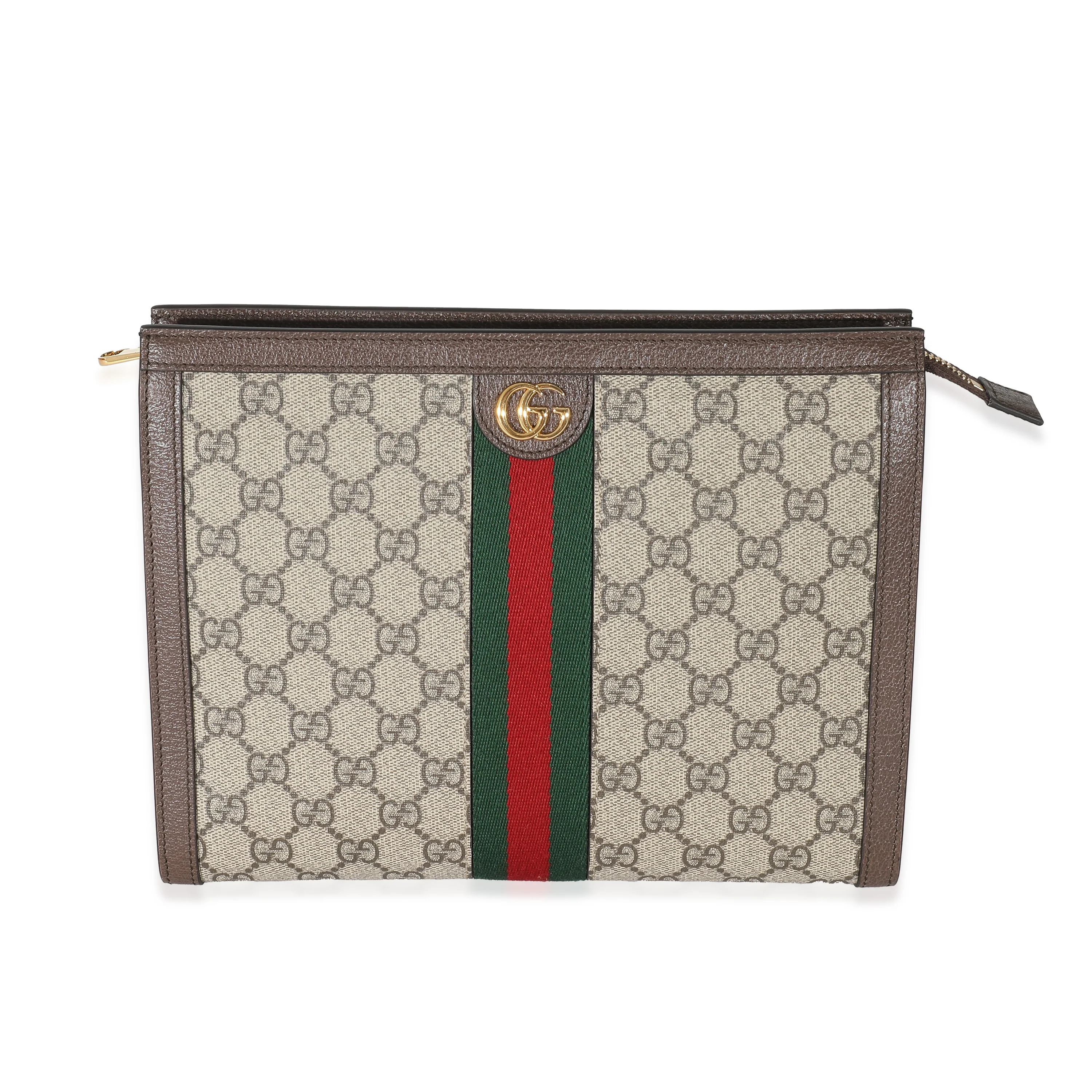 Gucci Beige GG Supreme Web Ophidia Pouch