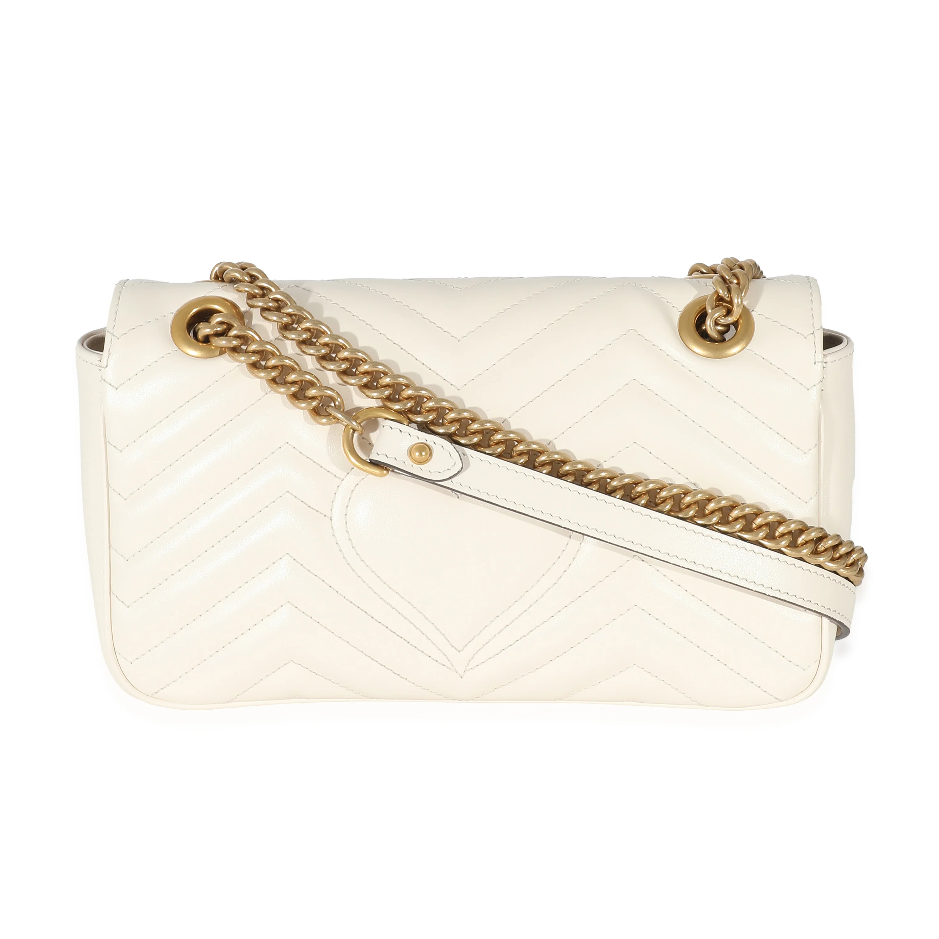 Gucci White Calfskin Matelassé GG Small Marmont Shoulder Bag - Image 3