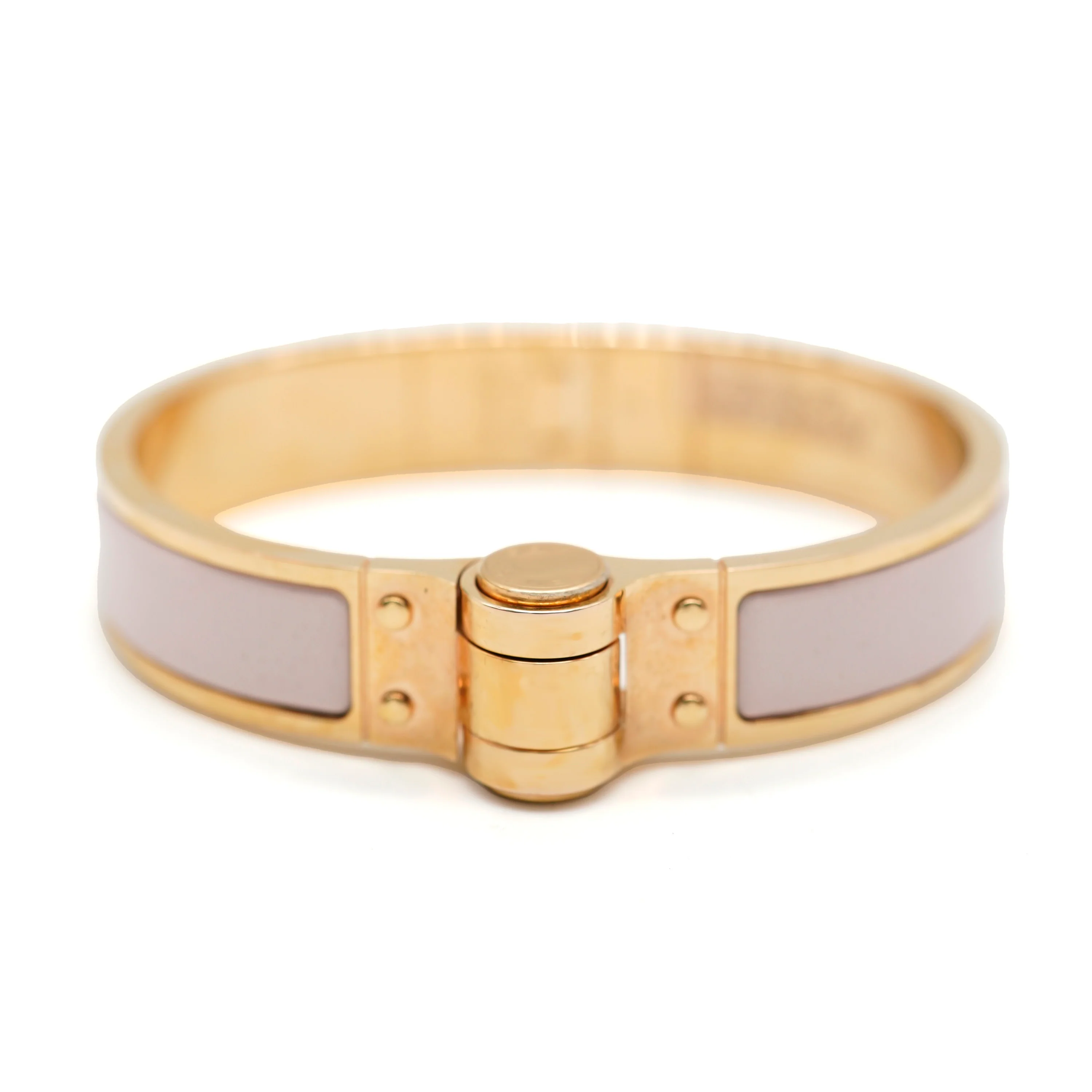 Rose Candeur Enamel Rose Gold Charniere Uni Narrow Hinged Bracelet