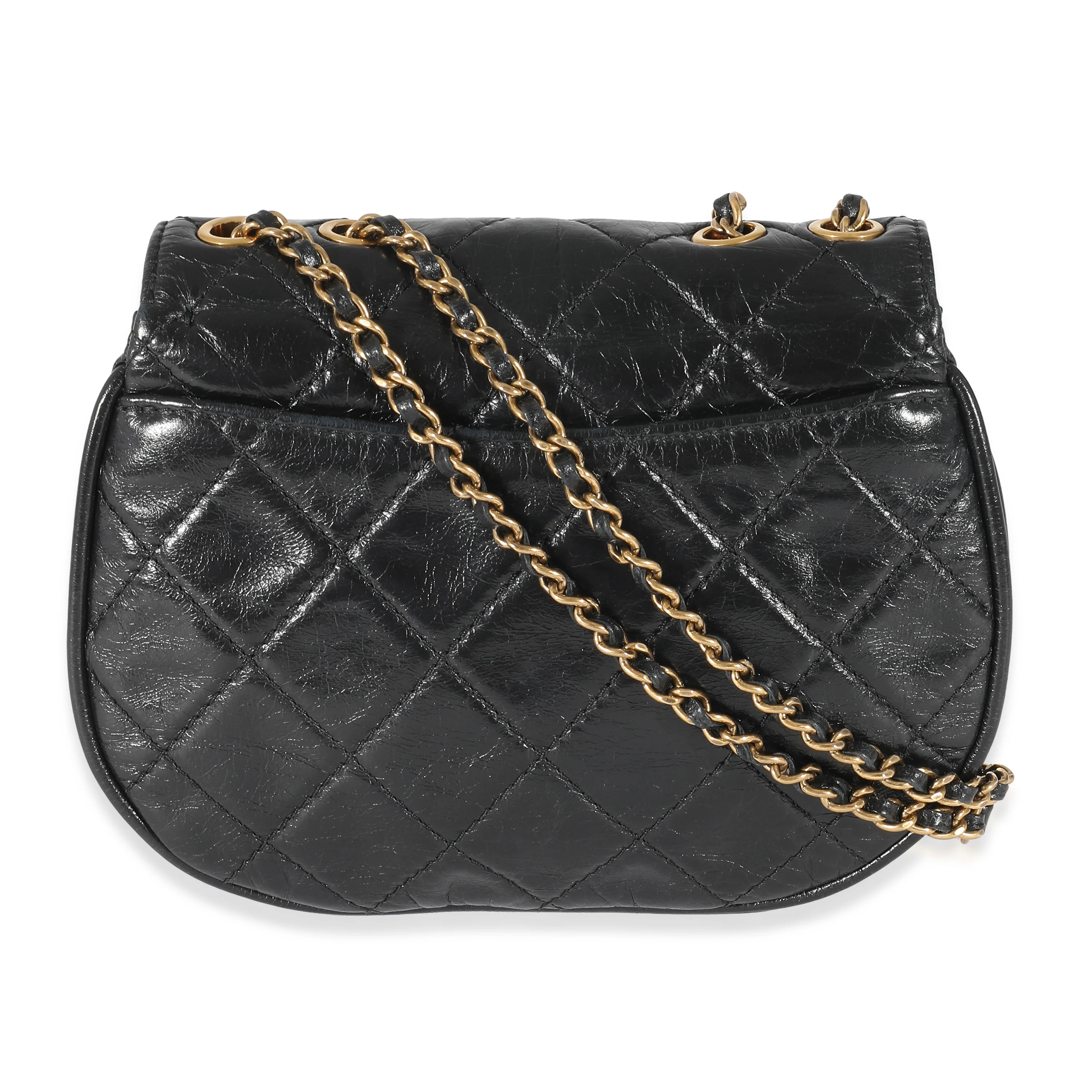 Chanel Black Quilted Aged Calfskin Dubai Small Half Moon Flap - Image 4