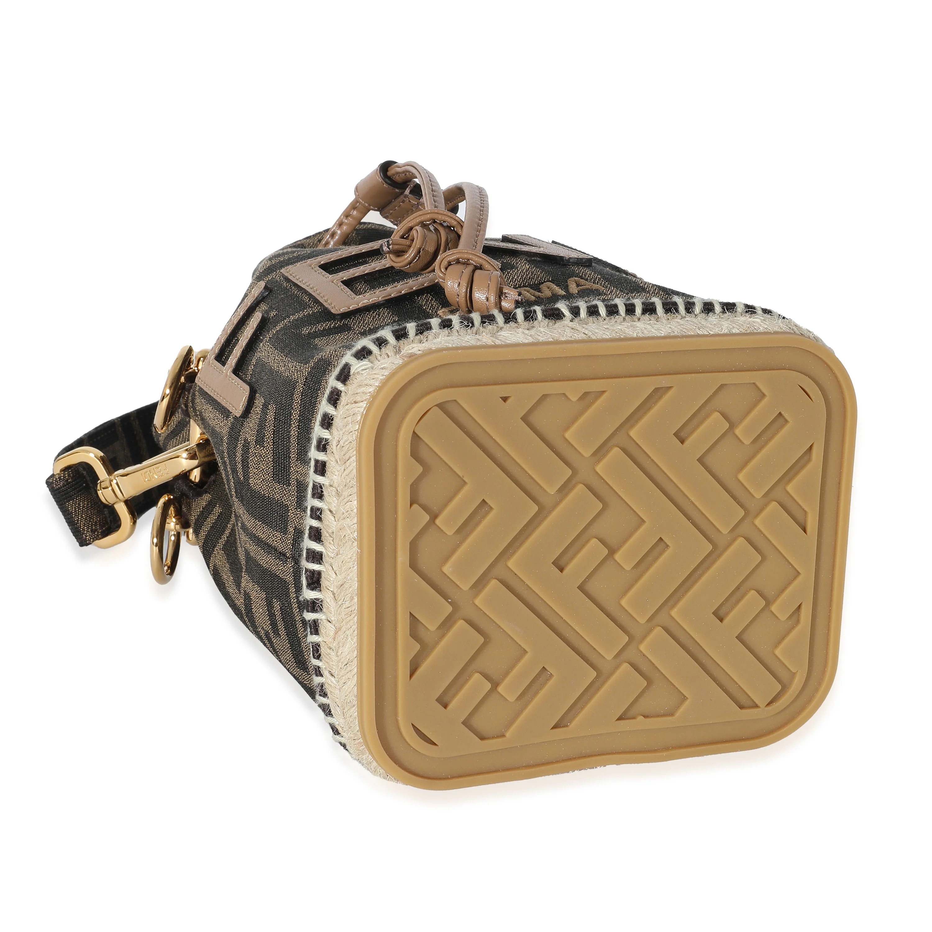 Fendi Brown FF Jacquard Fabric Mon Tresor Bucket Bag - Image 6