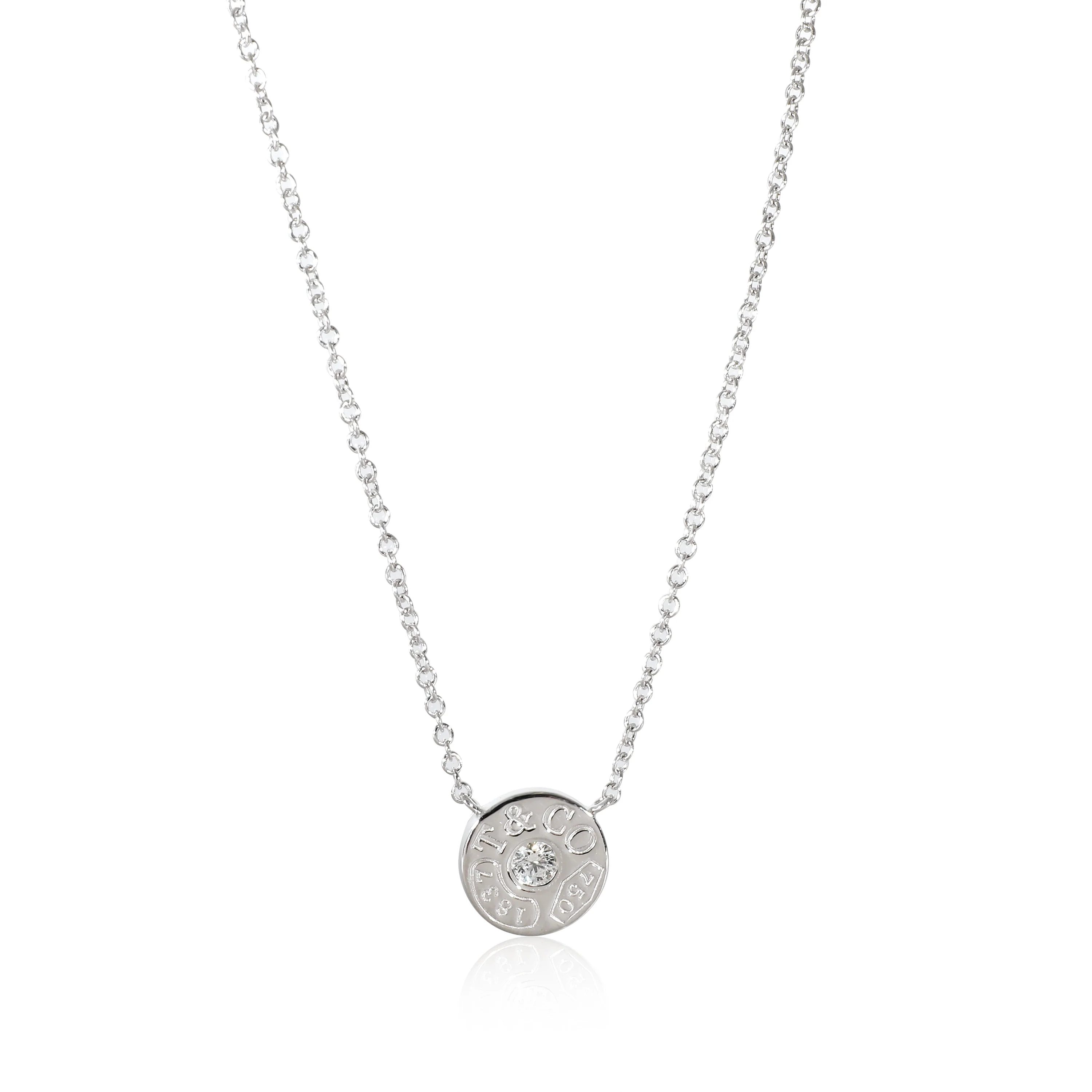 Tiffany & Co. 1837 Circle Diamond Pendant in 18k White Gold D-E VVS 0.06 CTW