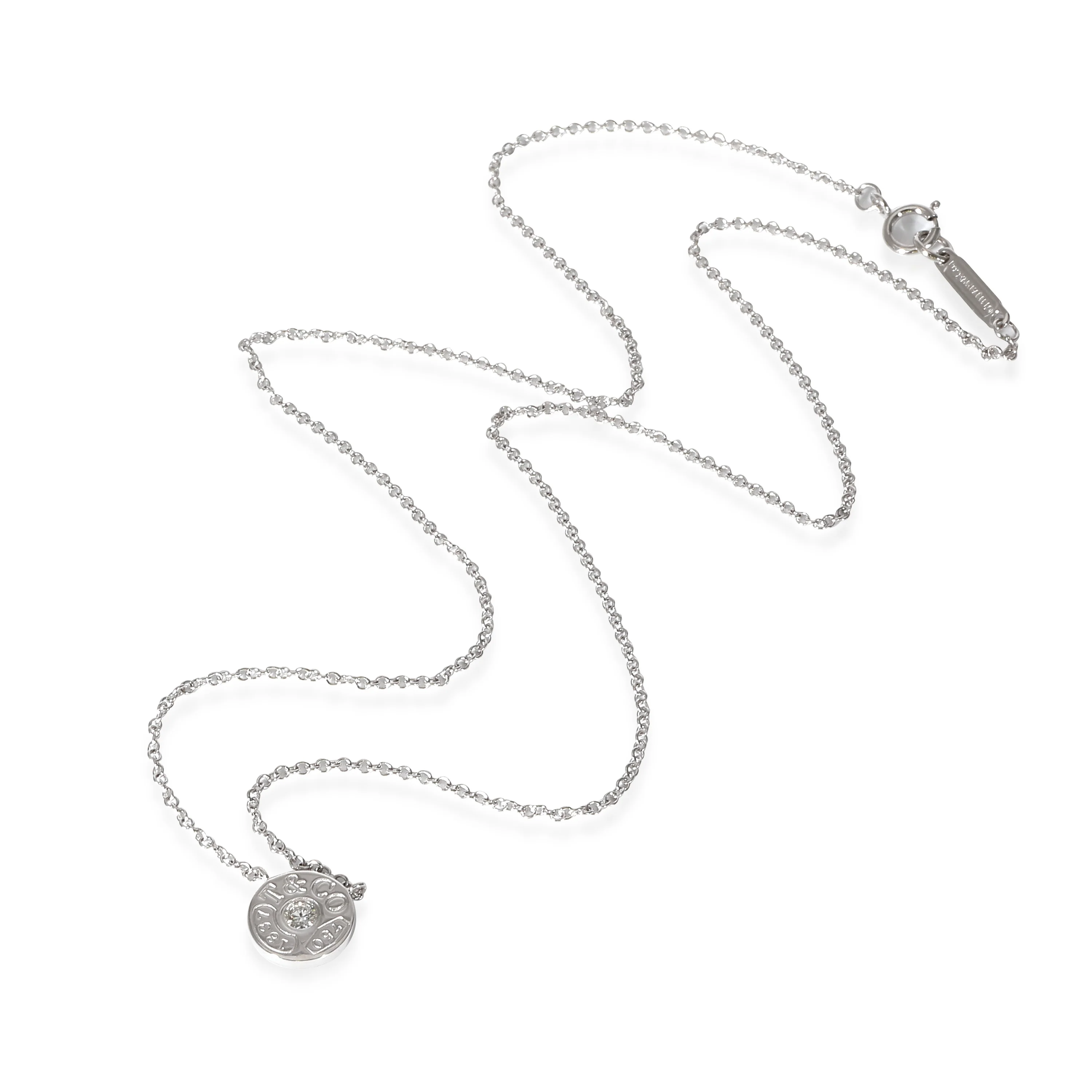 Tiffany & Co. 1837 Circle Diamond Pendant in 18k White Gold D-E VVS 0.06 CTW - Image 2