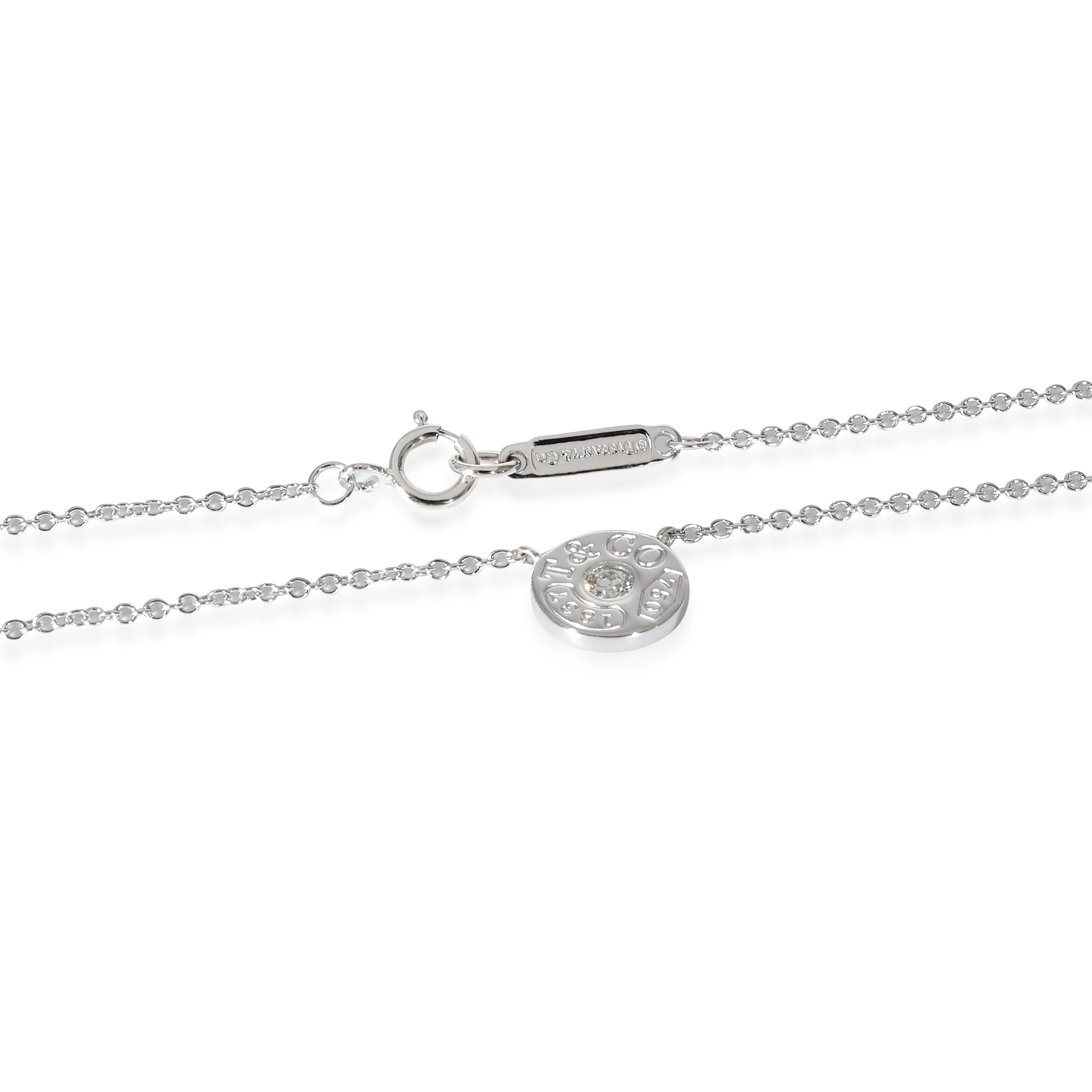 Tiffany & Co. 1837 Circle Diamond Pendant in 18k White Gold D-E VVS 0.06 CTW - Image 3