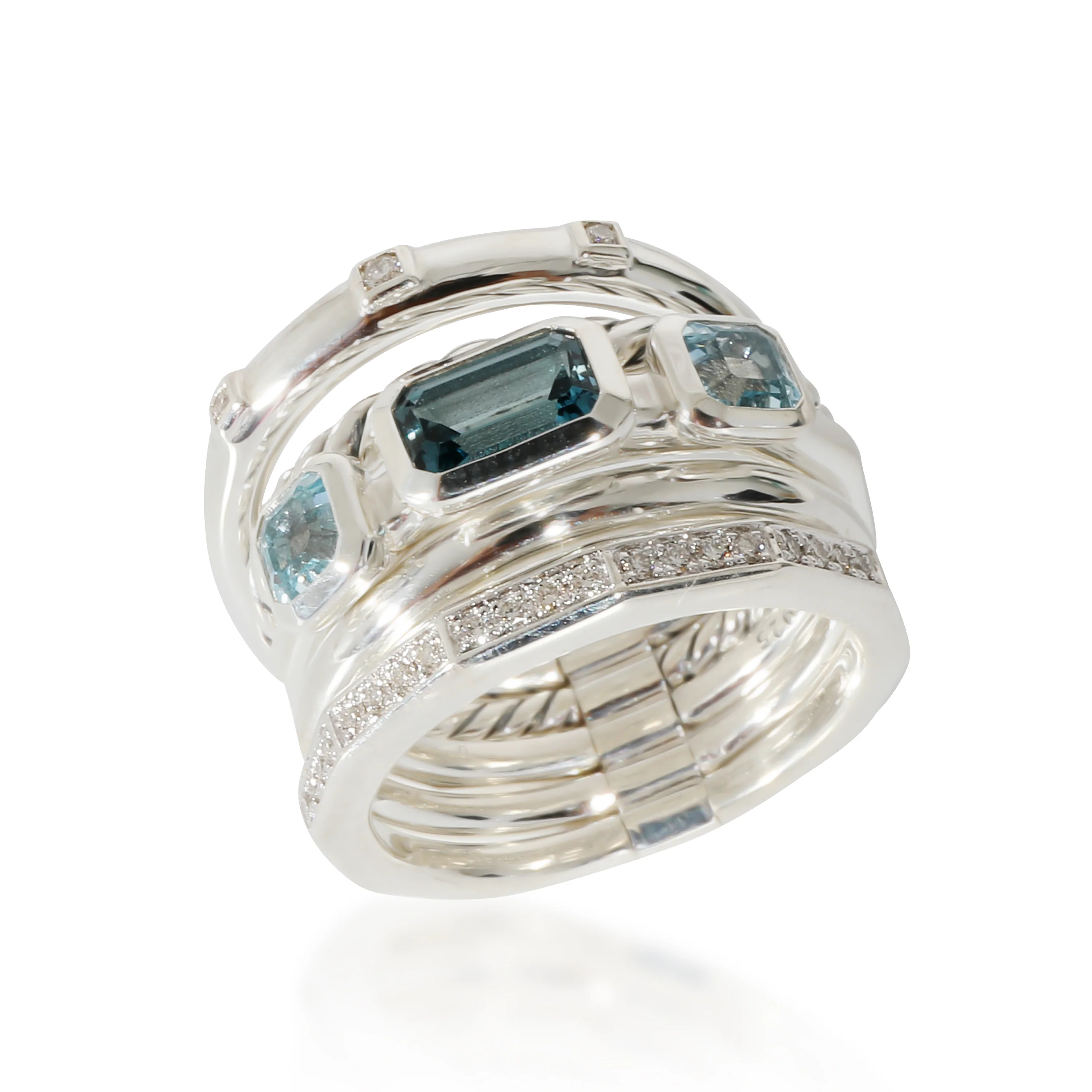 David Yurman Stax Topaz Ring in Sterling Silver, 0.17 CTW - Image 4