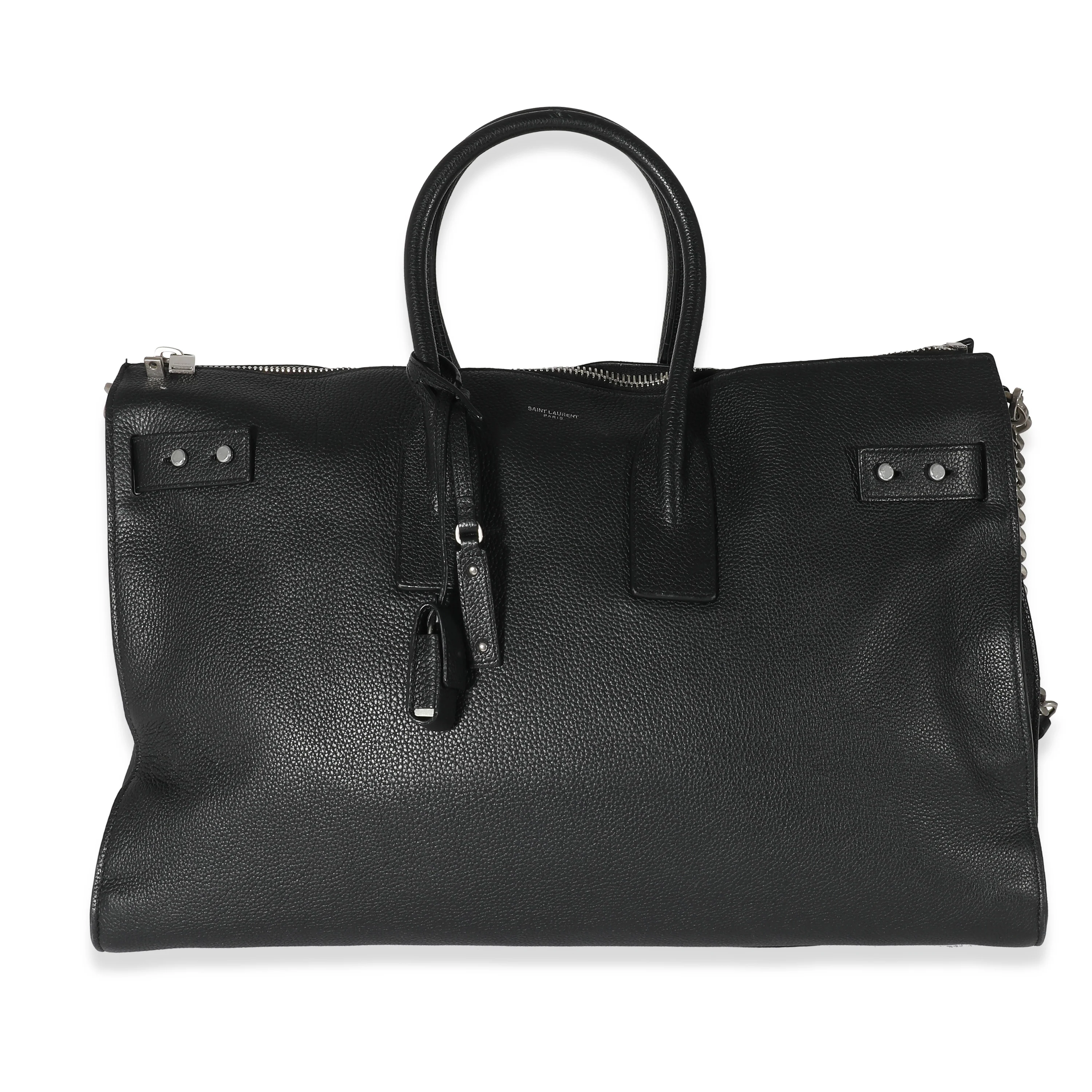 Black Grained Calfskin Medium Sac De Jour 48H Duffle