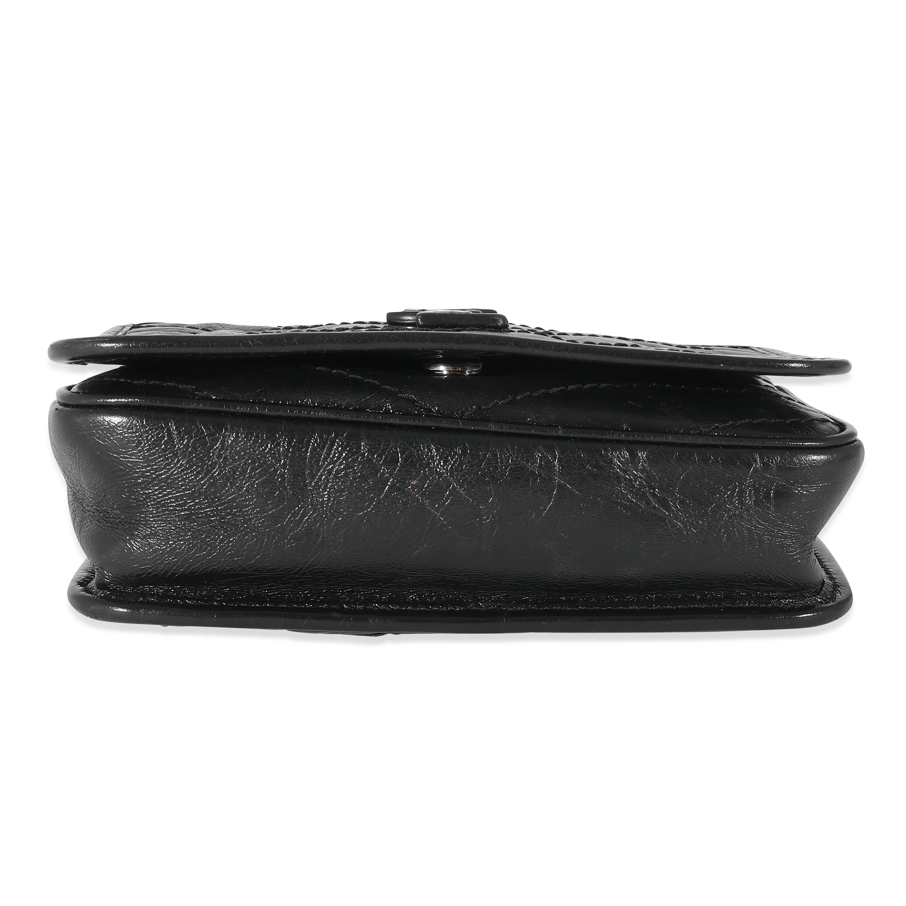 Saint laurent Black Crinkled Calfskin Matelasse Monogram Mini Nicki Chain Wallet - Image 5