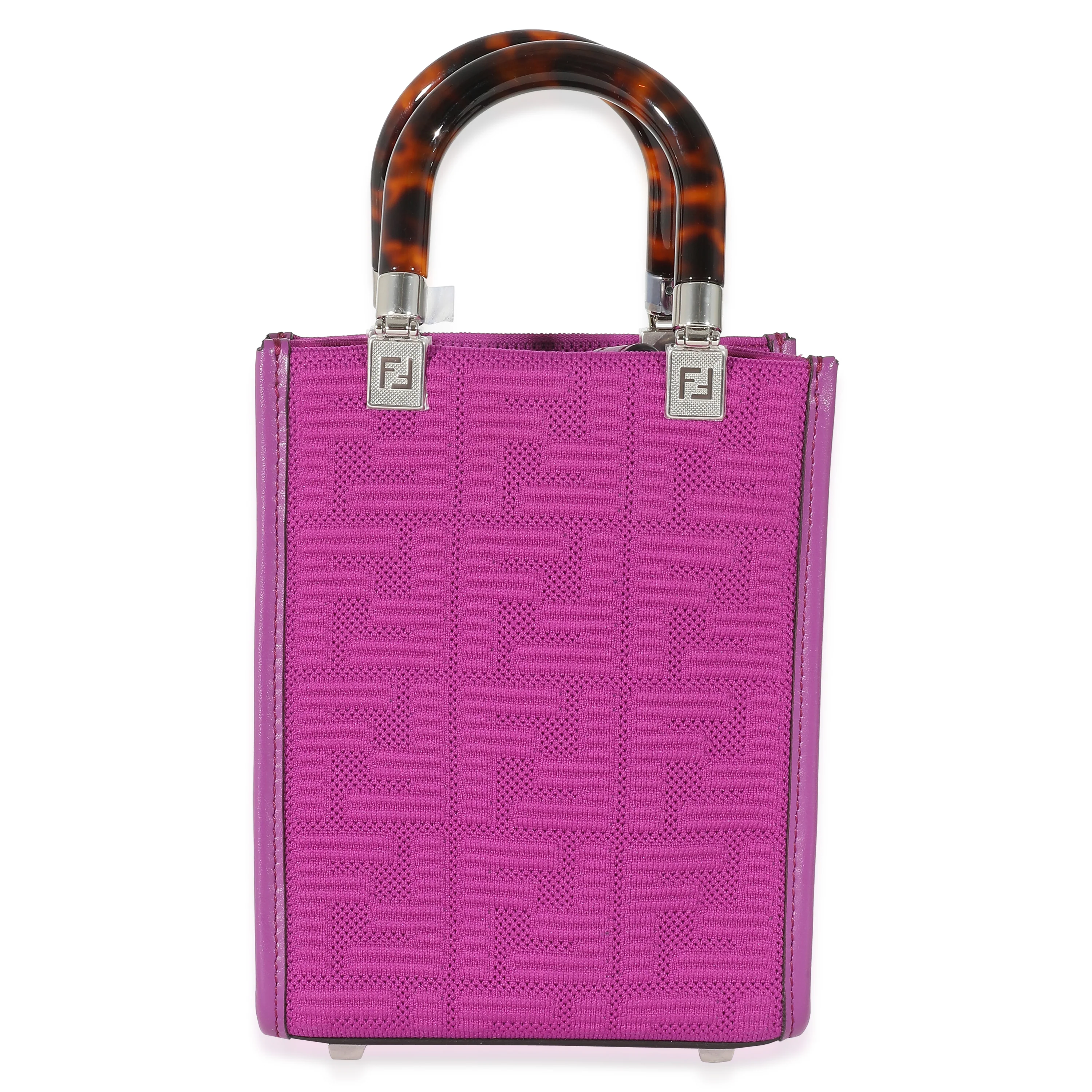 Fendi Purple FF Technical Fabric Vitello Mini Sunshine Shopper - Image 3