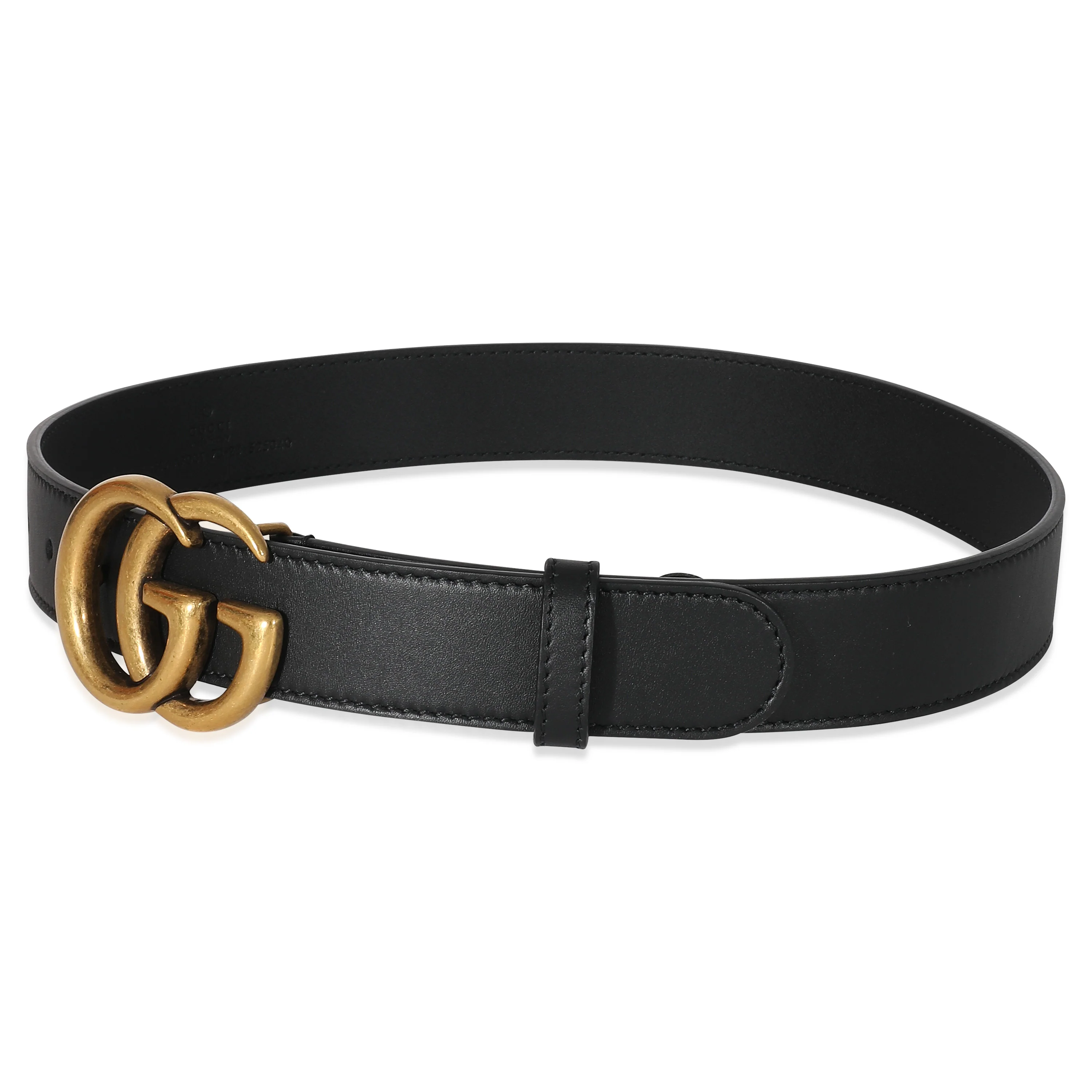 Black Leather Double G Belt 70/28 - Image 2