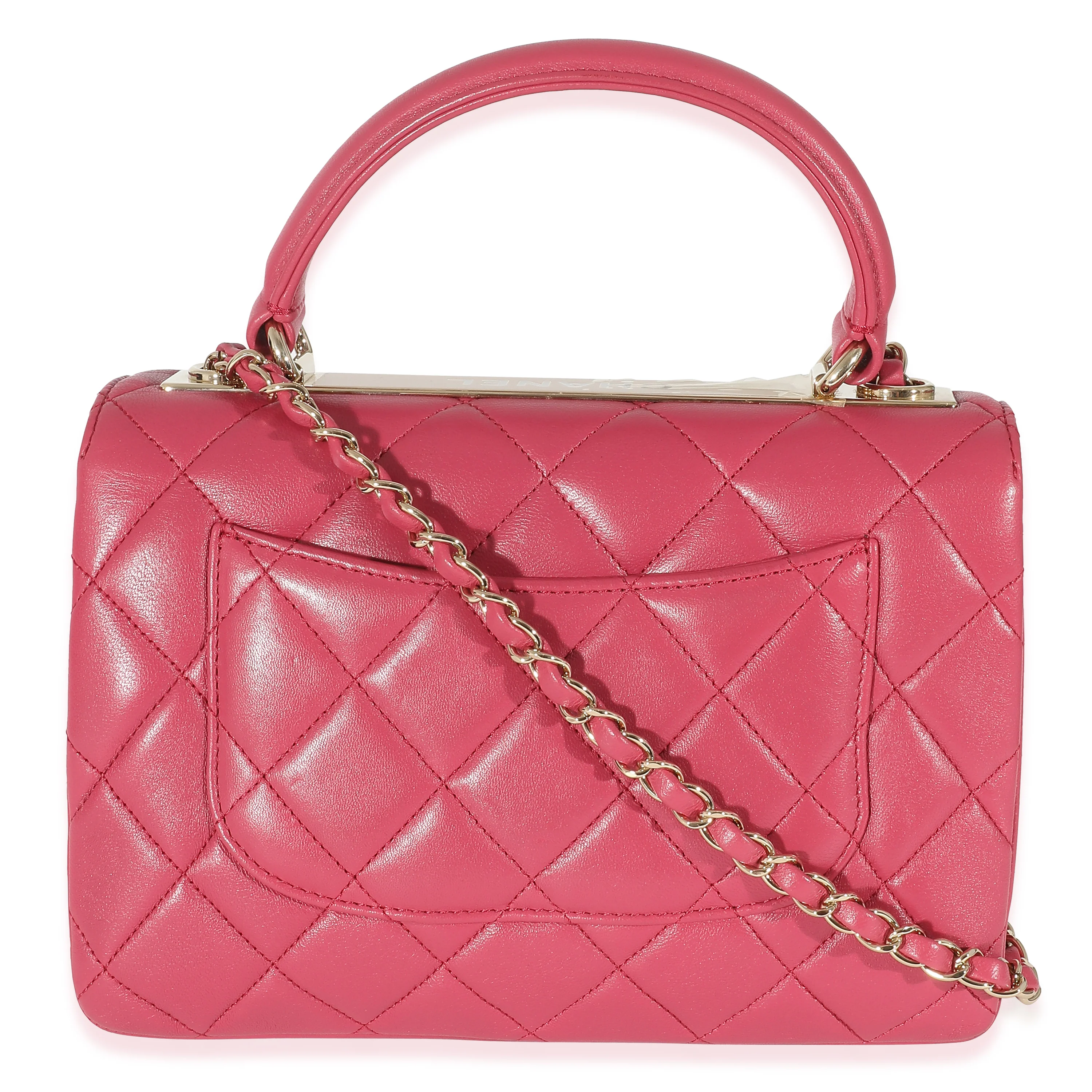 Chanel Dark Pink Quilted Lambskin Small Trendy Dual Top Handle - Image 3