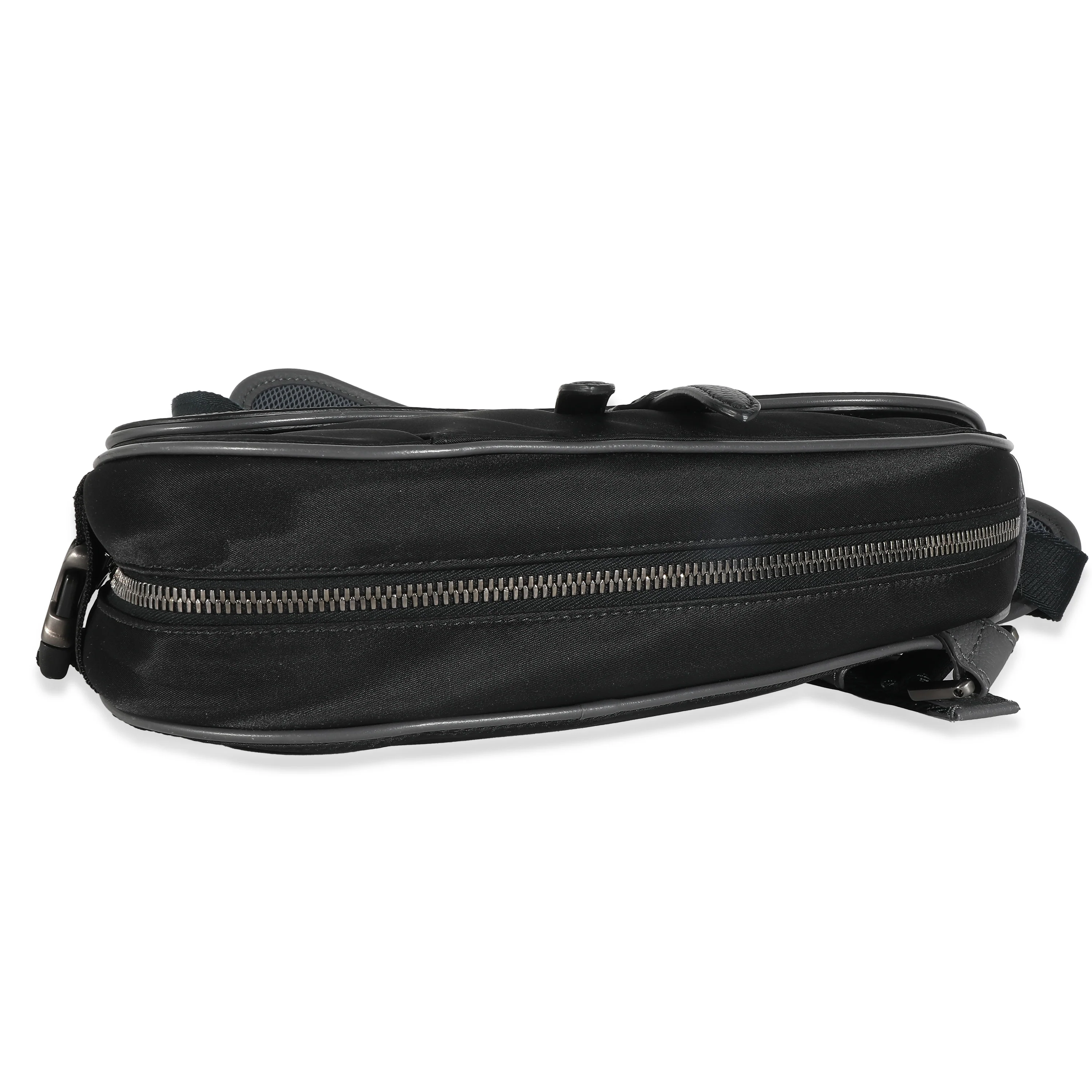 Dior x Sacai Black Grained Calfskin Technical Fabric Saddle - Image 3