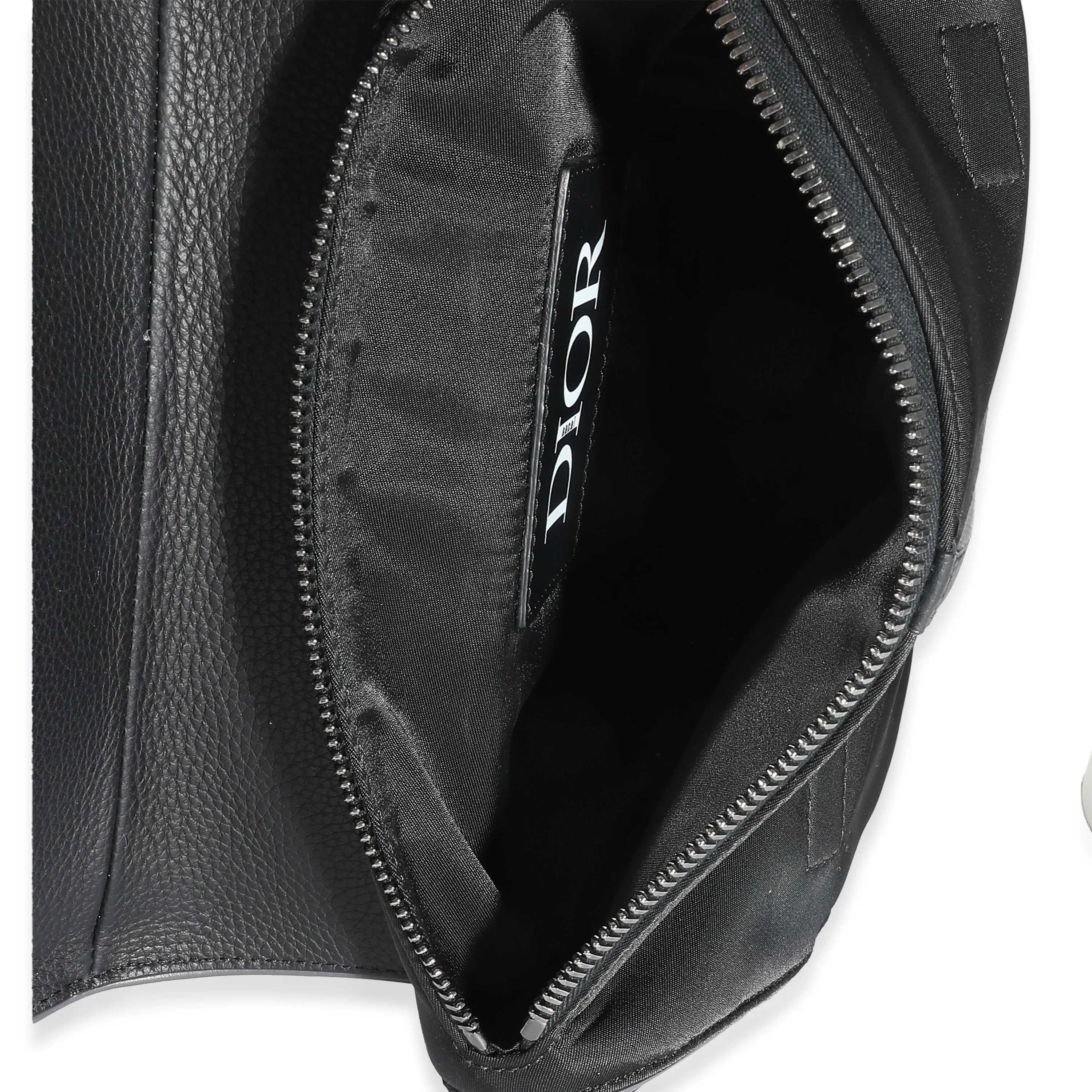 Dior x Sacai Black Grained Calfskin Technical Fabric Saddle - Image 4