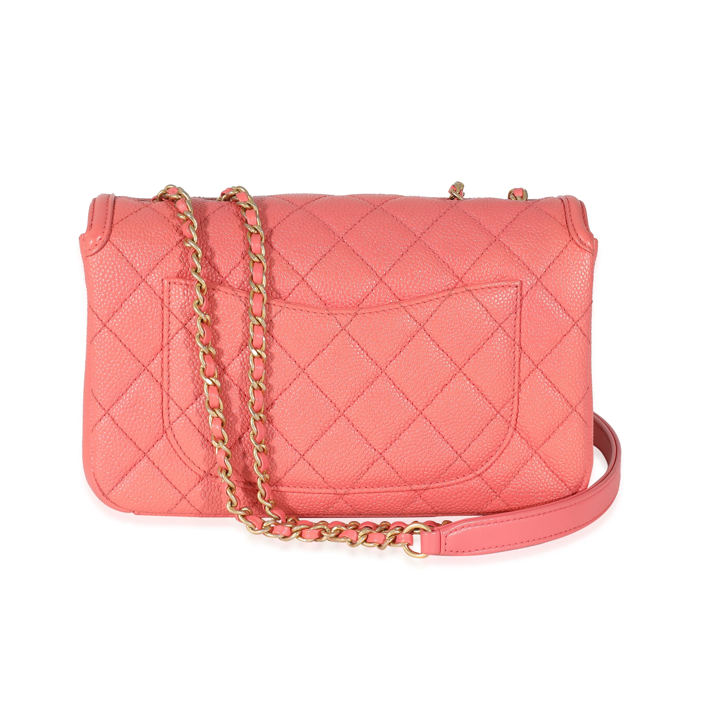 Chanel Pink Quilted Caviar Small Filigree Flap Bag - Image 4