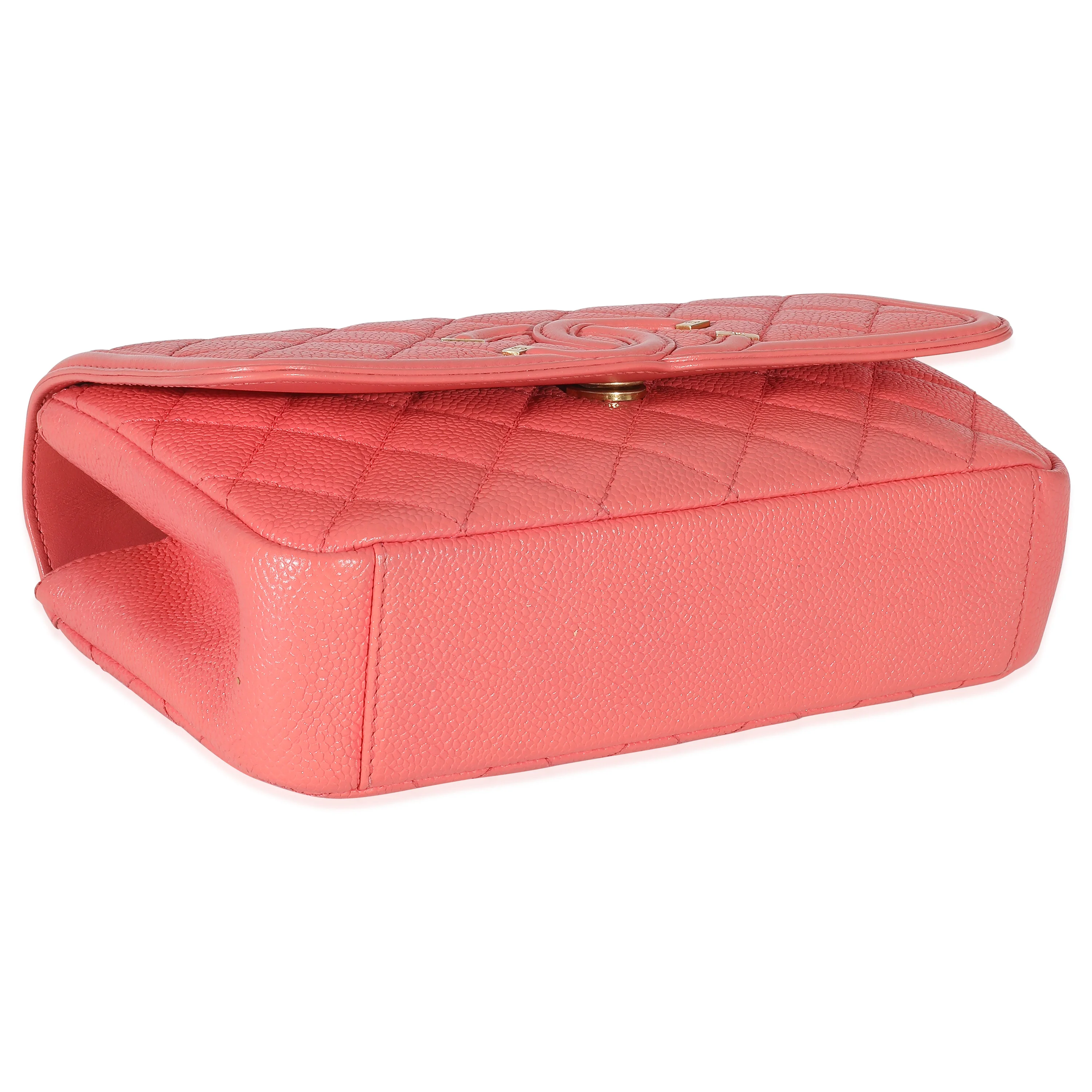 Chanel Pink Quilted Caviar Small Filigree Flap Bag - Image 7