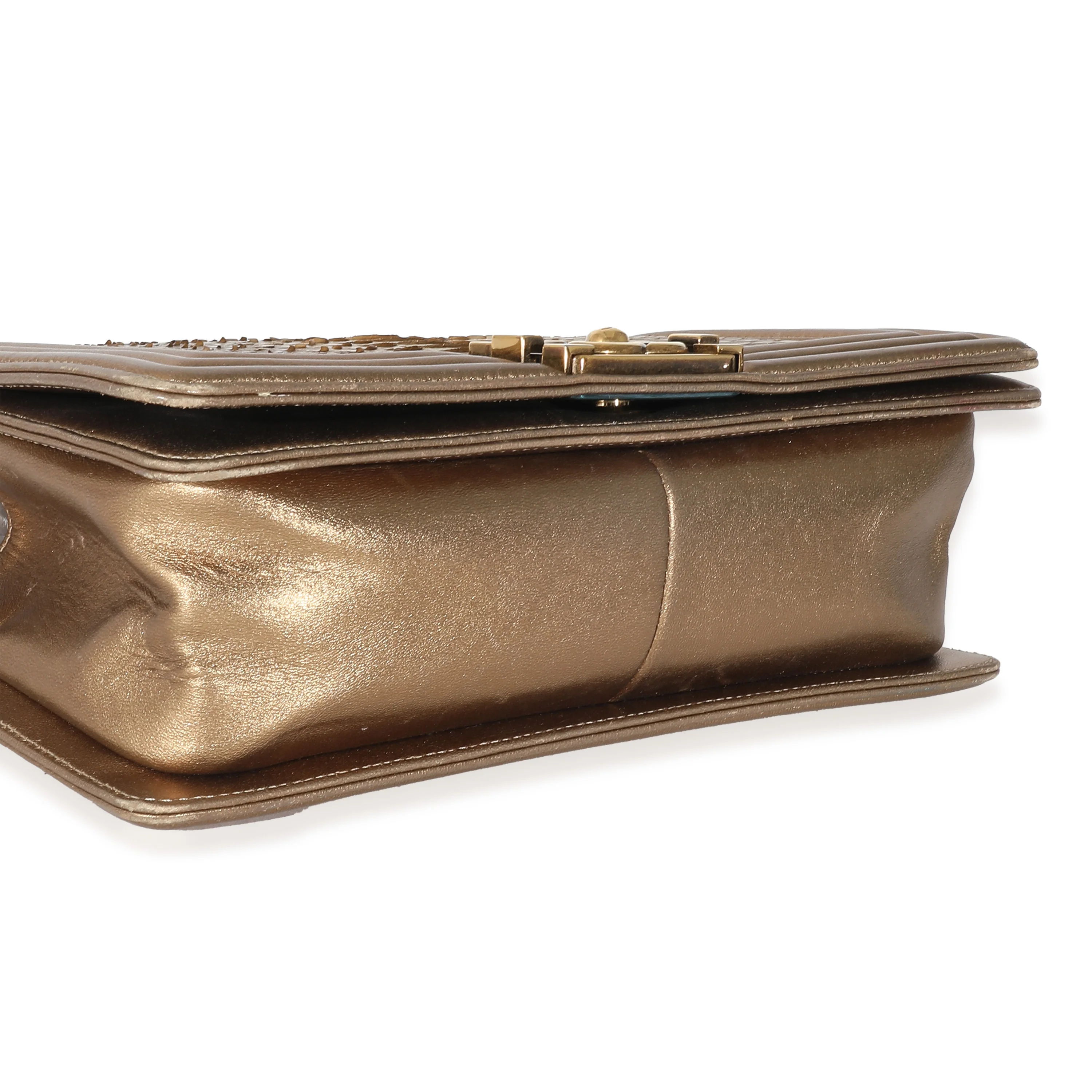 Chanel Gold Metallic Python Old Medium Boy Bag - Image 6