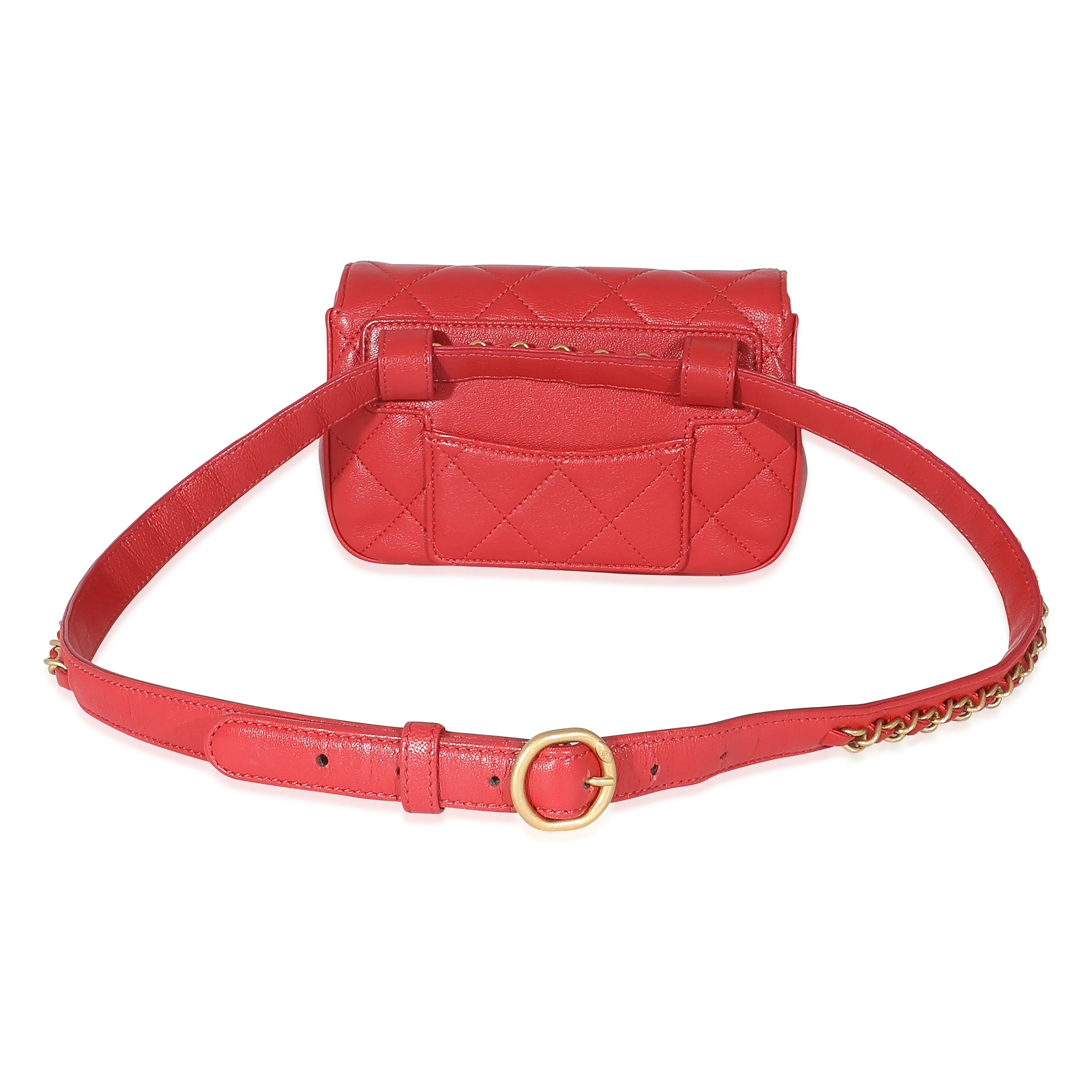 Chanel Quilted Lambskin Red Infinity Waist Belt Bag - Image 3