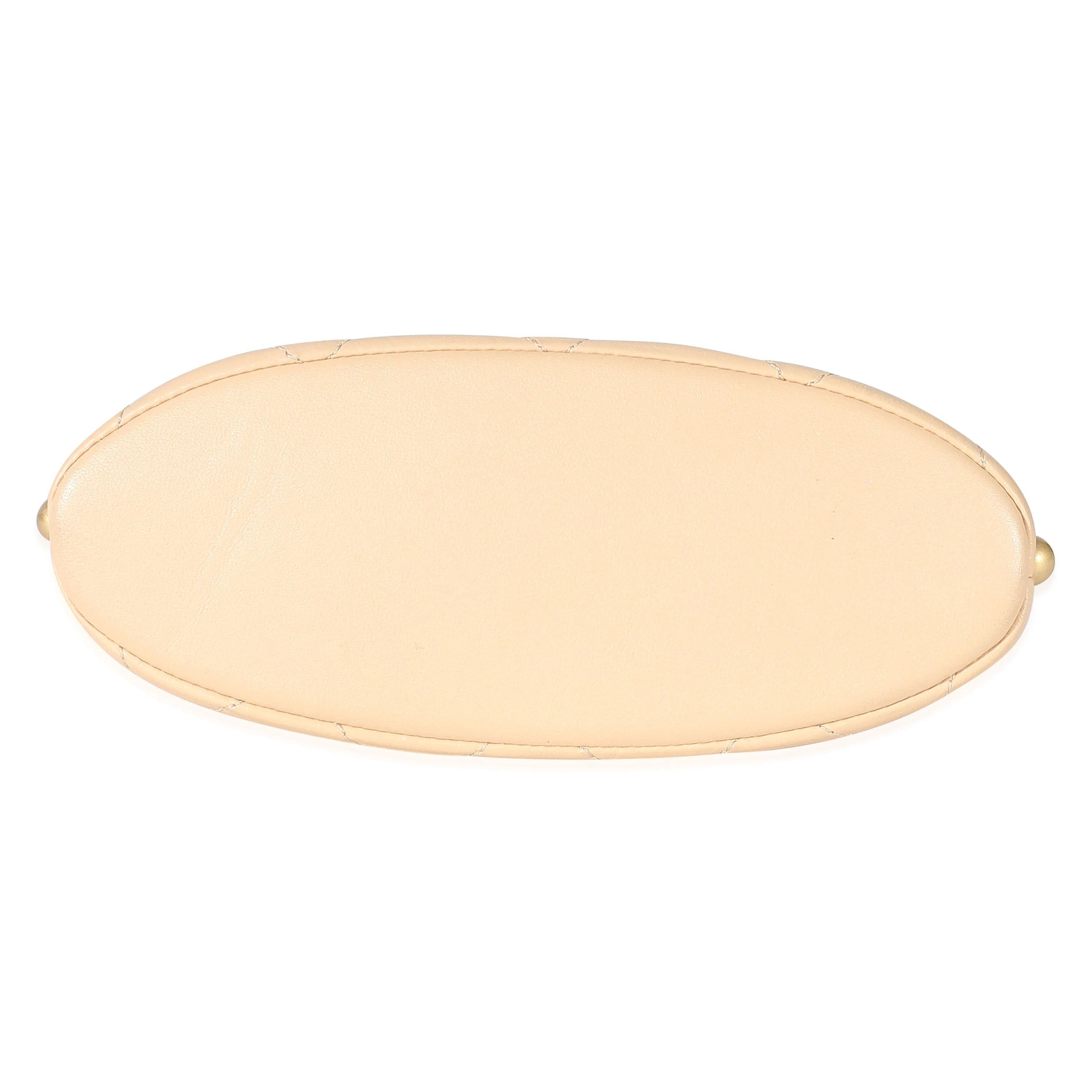 Beige Quilted Calfskin Small Pearl Chain Hobo - Image 5