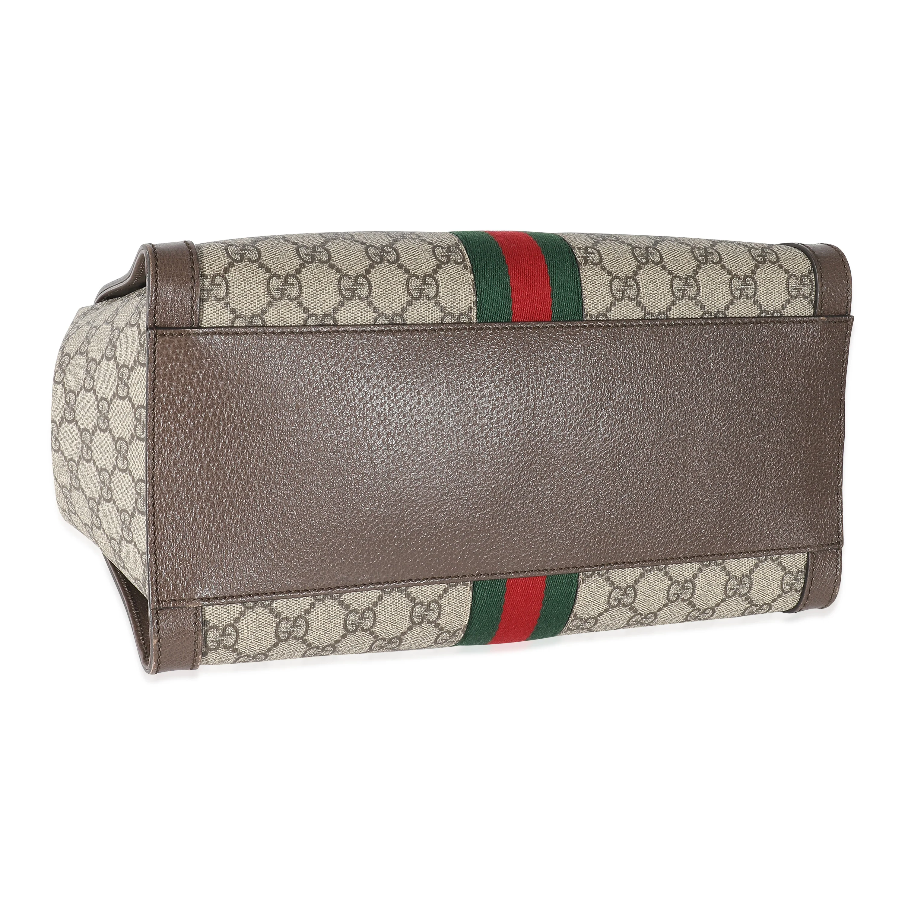Gucci Beige GG Canvas Ophidia Medium Top Handle Bag - Image 5
