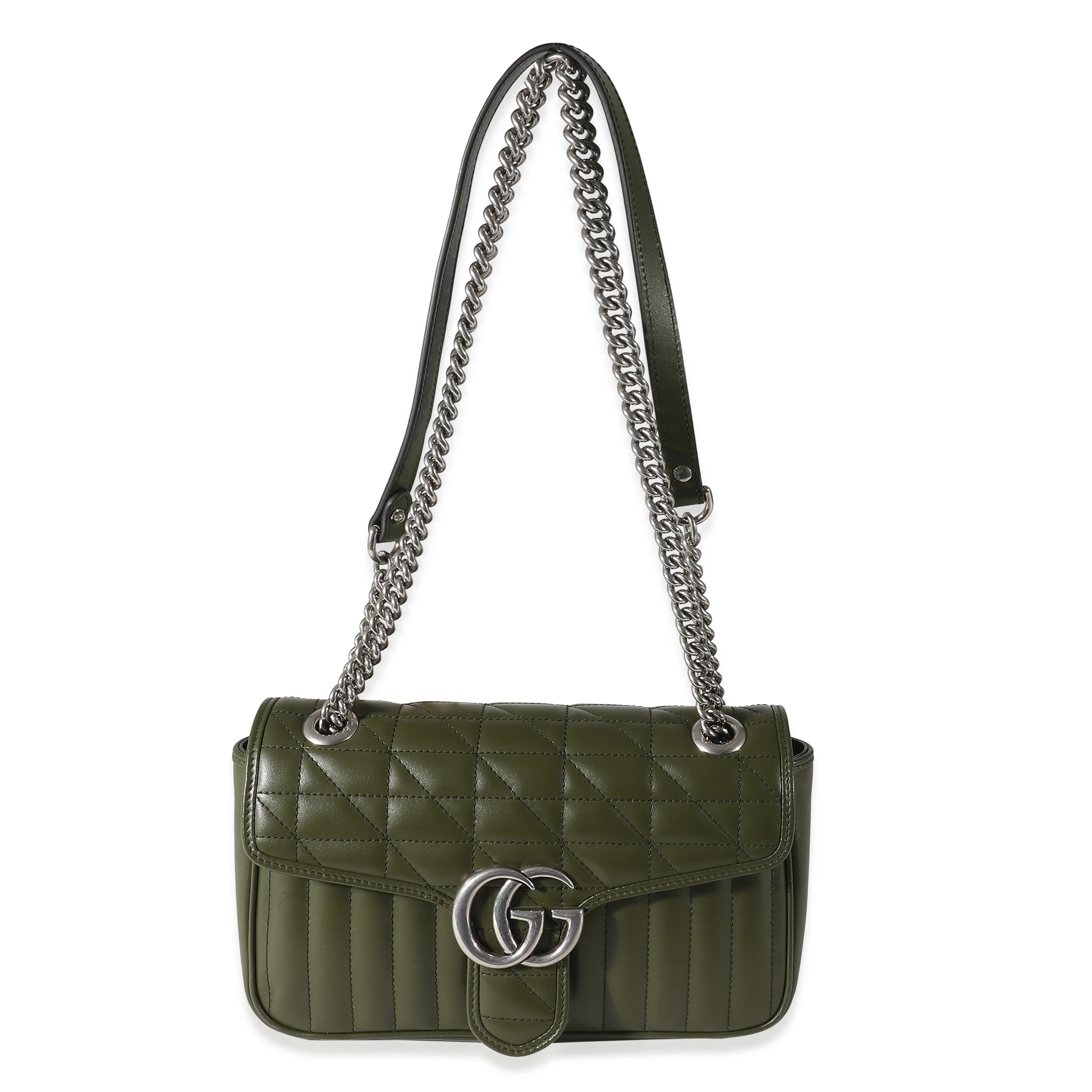 Forest Green Calfskin Aria GG Small Marmont Bag - Image 4