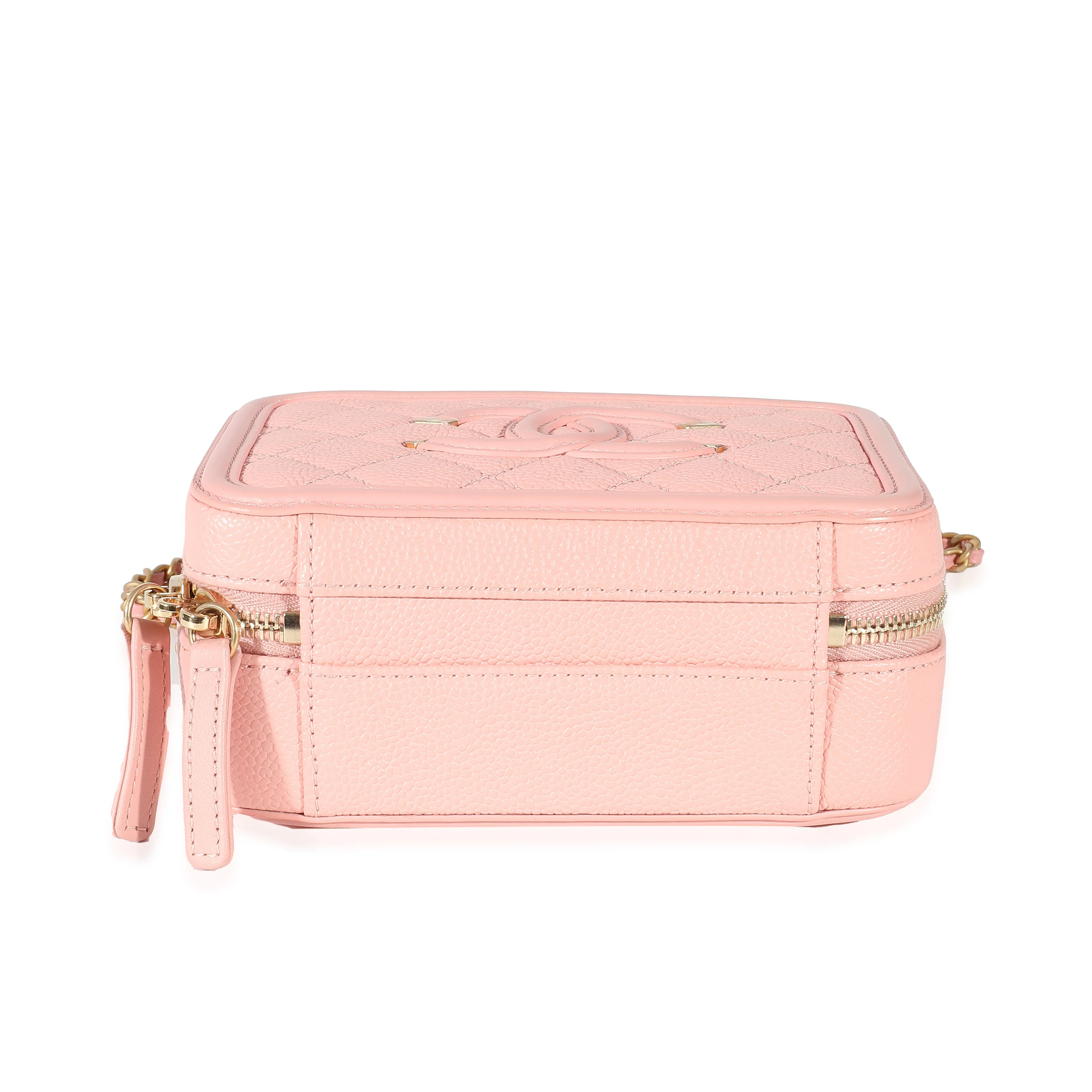 Chanel Pink Quilted Caviar CC Mini Filigree Vanity Case - Image 5